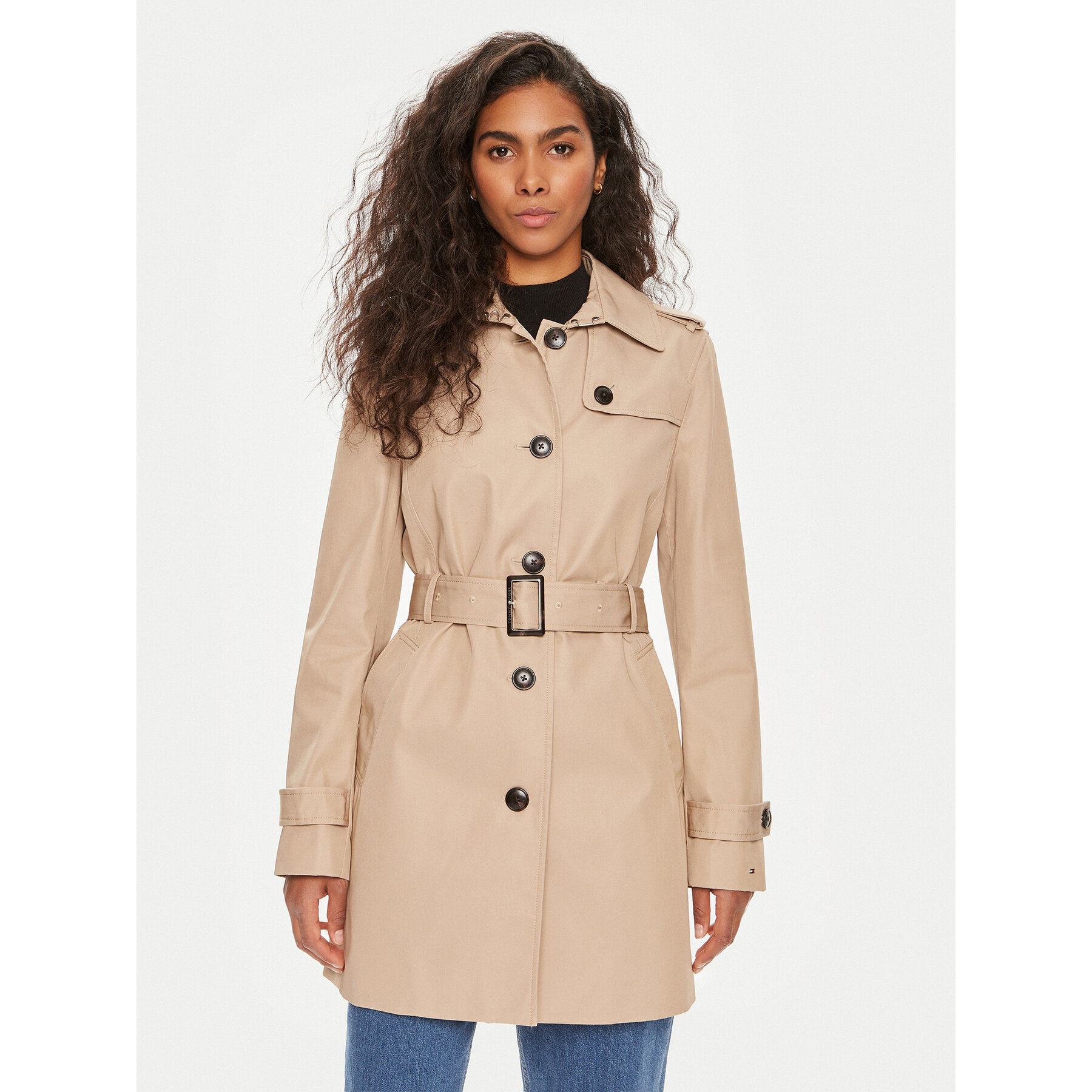 Tommy Hilfiger Trencz Heritage Single WW0WW24966 Beżowy Regular Fit