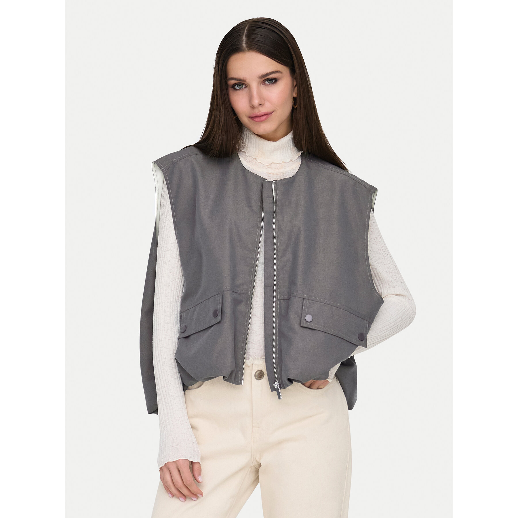 ONLY Bezrękawnik Mary 15338137 Szary Loose Fit
