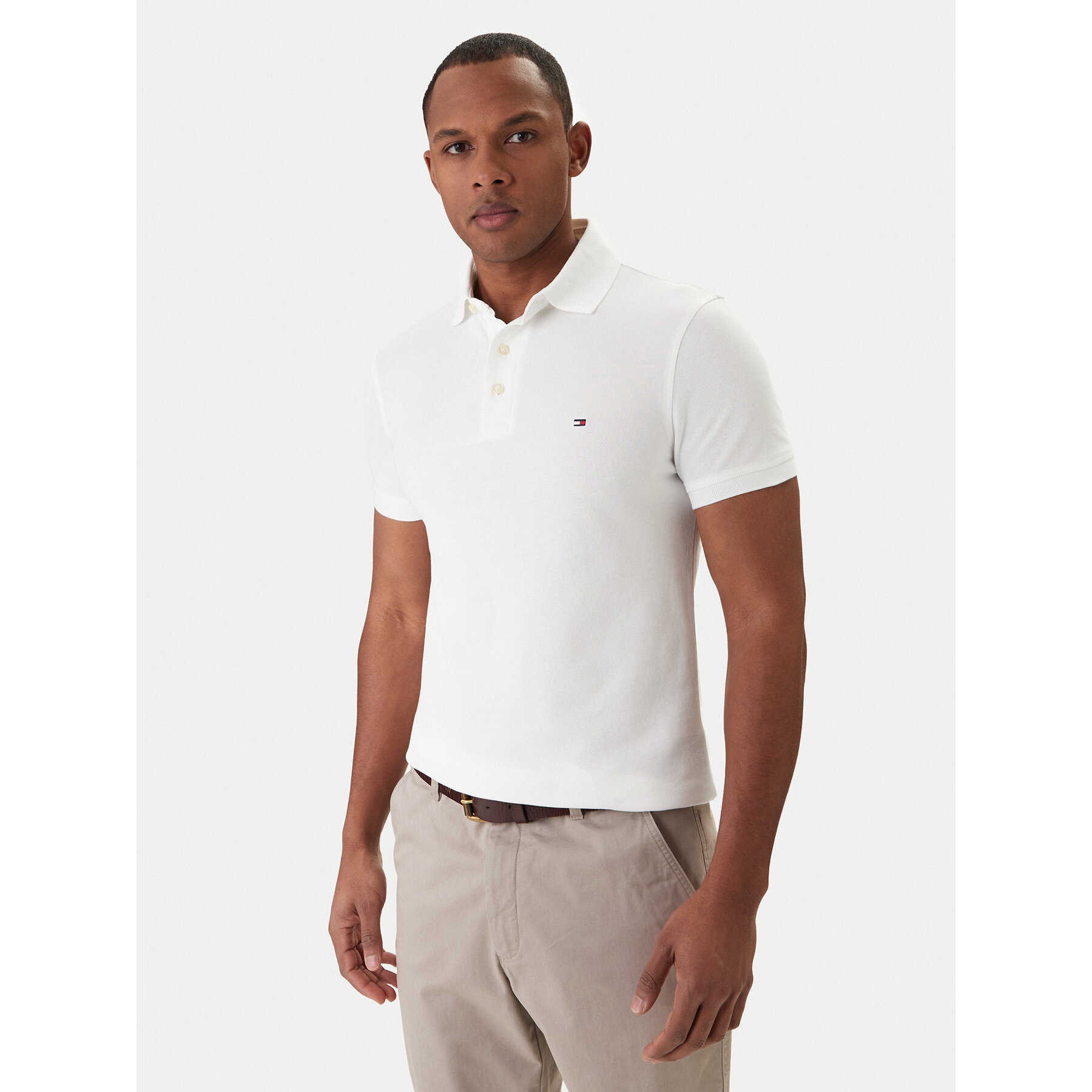Tommy Hilfiger Polo 1985 MW0MW17771 Biały Slim Fit