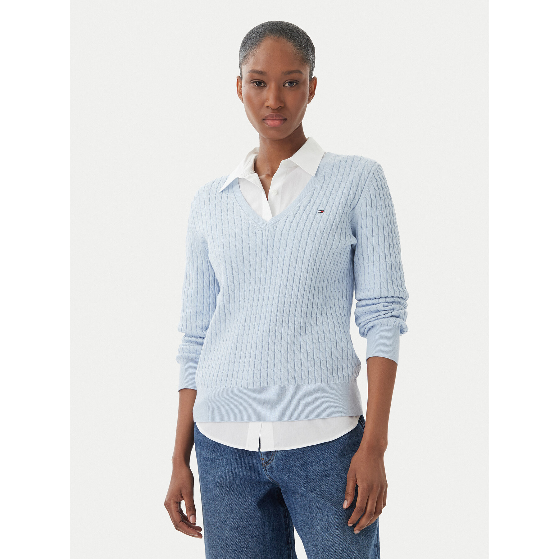 Tommy Hilfiger Sweter WW0WW44987 Niebieski jasny Regular Fit