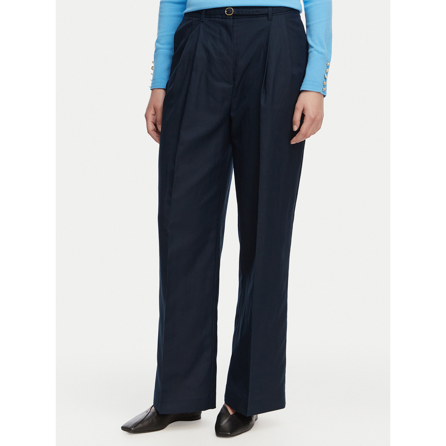 Tommy Hilfiger Spodnie materiałowe WW0WW48884 Granatowy Wide Leg
