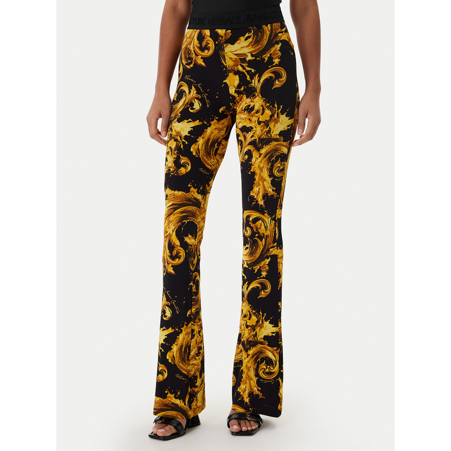 Versace Jeans Couture Legginsy 80HAC107 JS533 Czarny Flare Fit