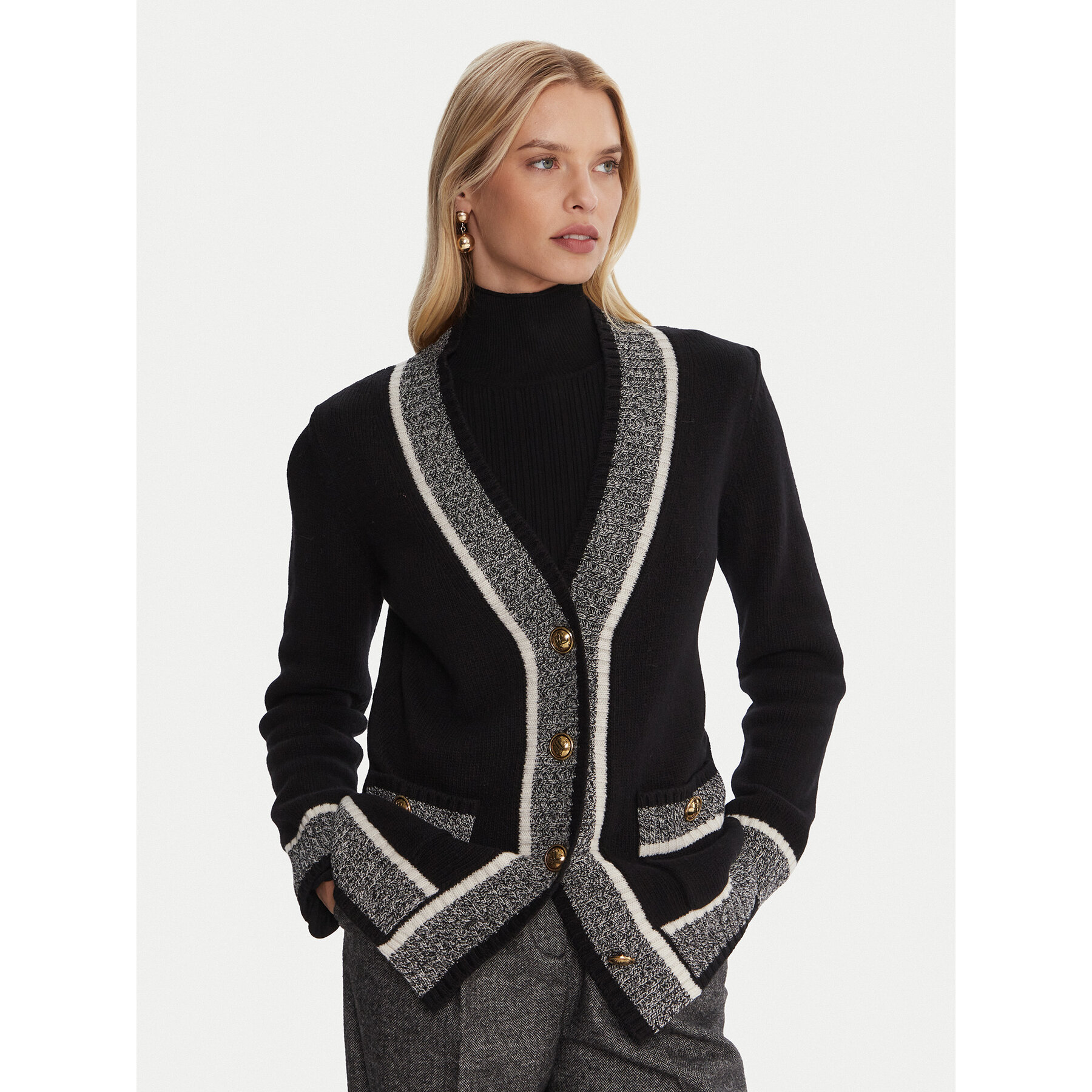 Luisa Spagnoli Kardigan Ceneriera 100206 Czarny Regular Fit