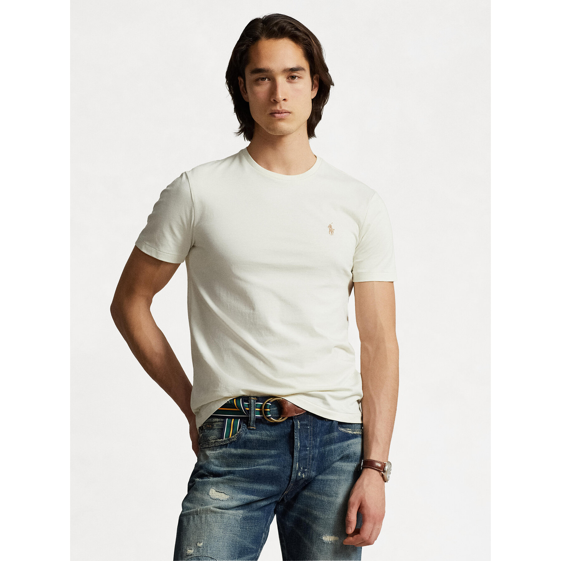 Polo Ralph Lauren T-Shirt 710671438350 Écru Custom Slim Fit