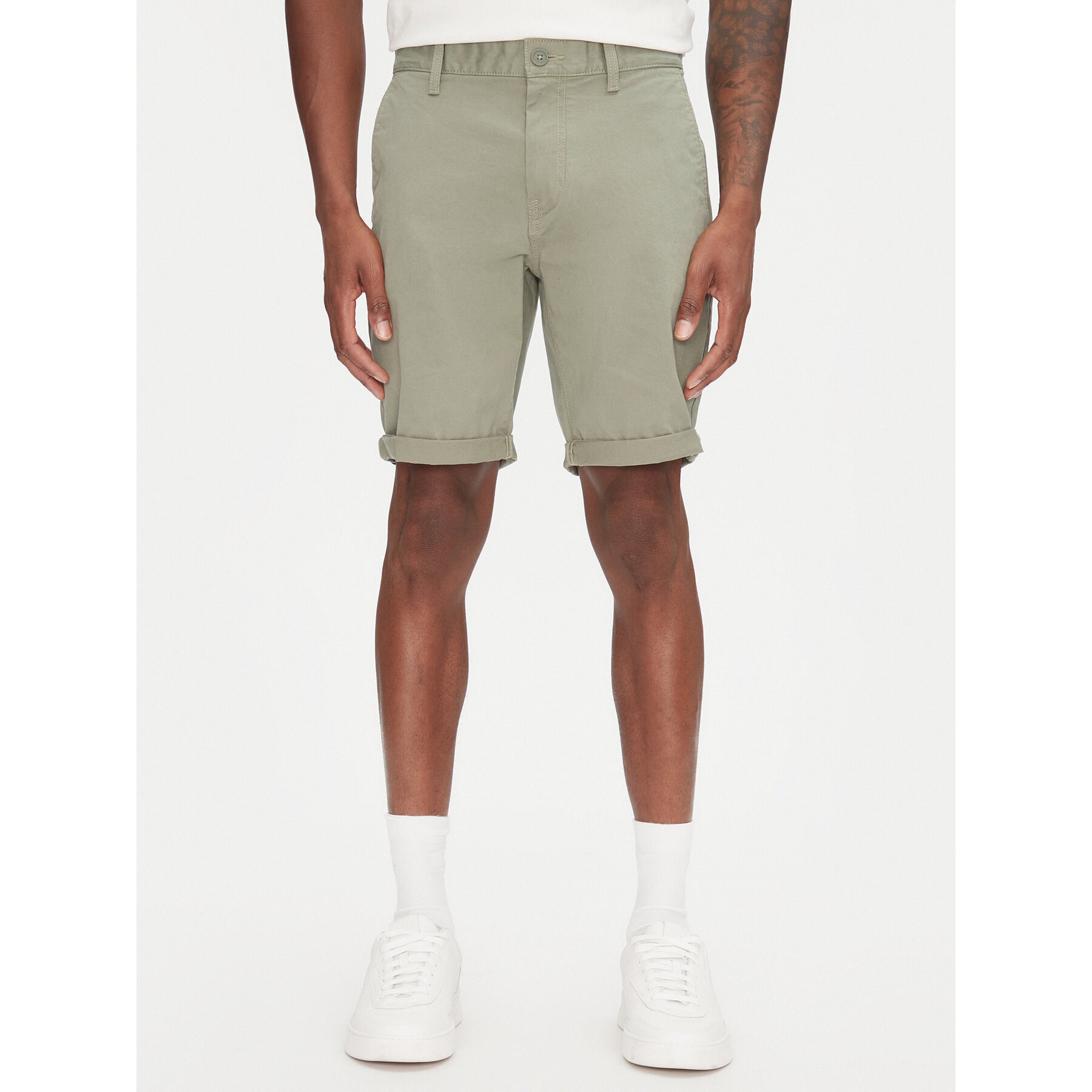 Tommy Jeans Szorty materiałowe Scanton DM0DM21950 Zielony Slim Fit