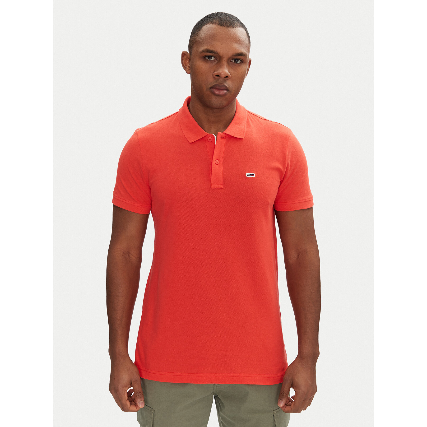 Tommy Jeans Polo DM0DM20676 Czerwony Slim Fit