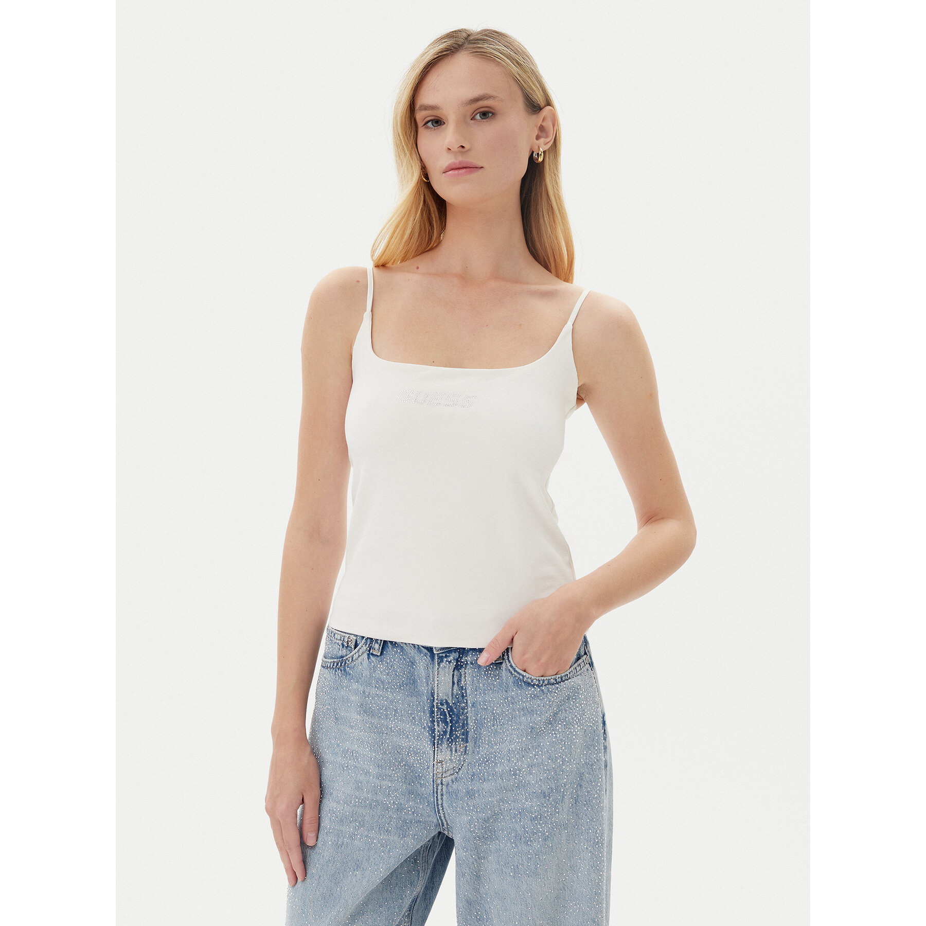 Guess Top V5GP22 J1314 Biały Slim Fit