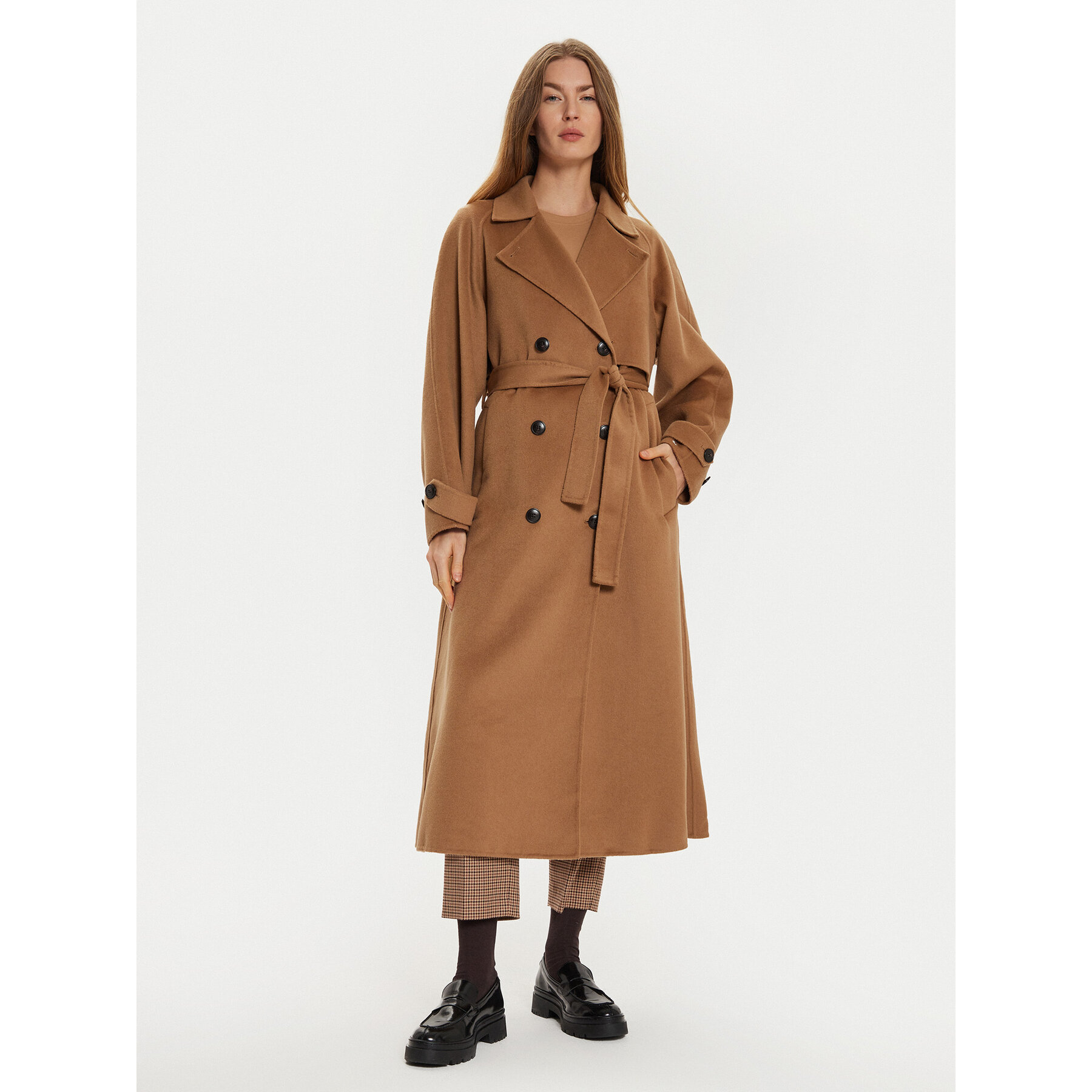 Tommy Hilfiger Płaszcz wełniany WW0WW45919 Brązowy Oversize