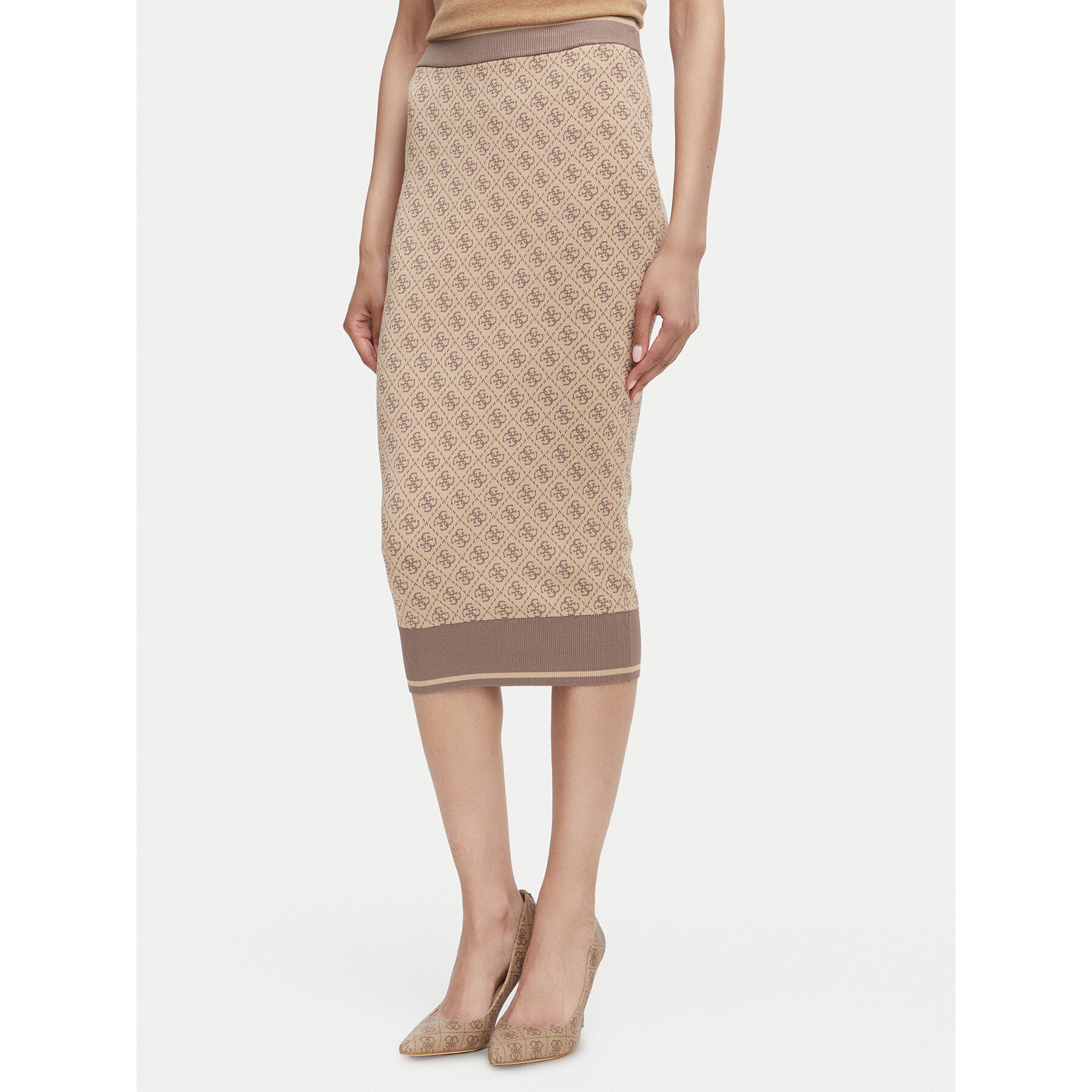Guess Spódnica ołówkowa W6YD19 Z0961 Beżowy Slim Fit