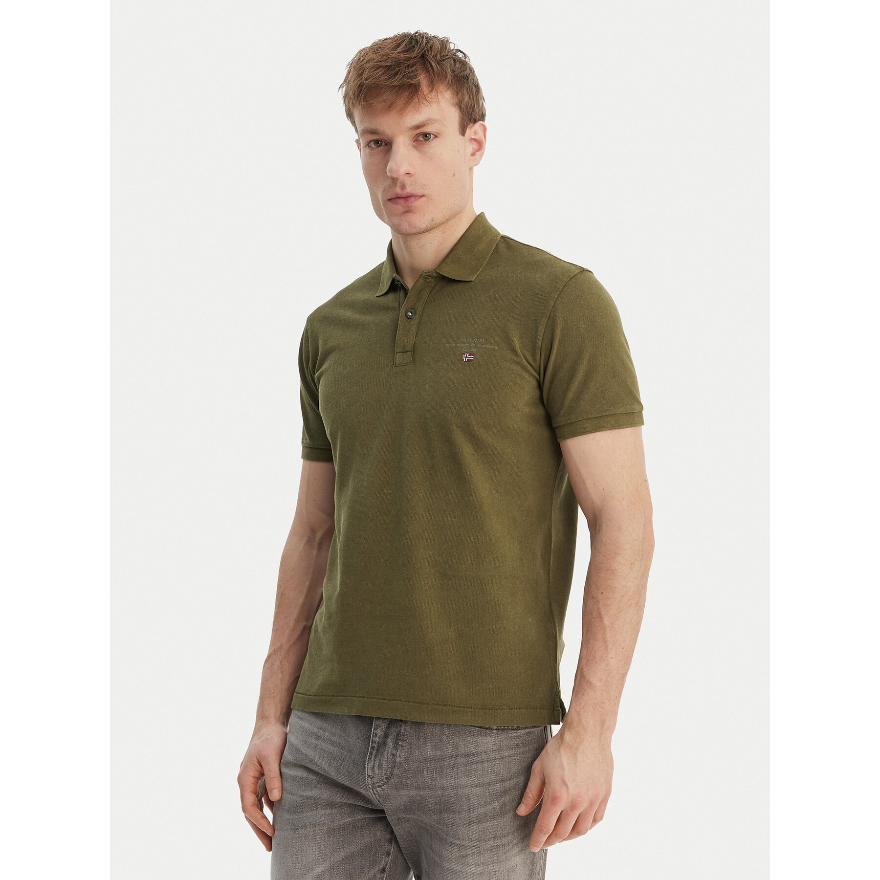 Napapijri Polo Elbas NP0A4GDL Zielony Regular Fit