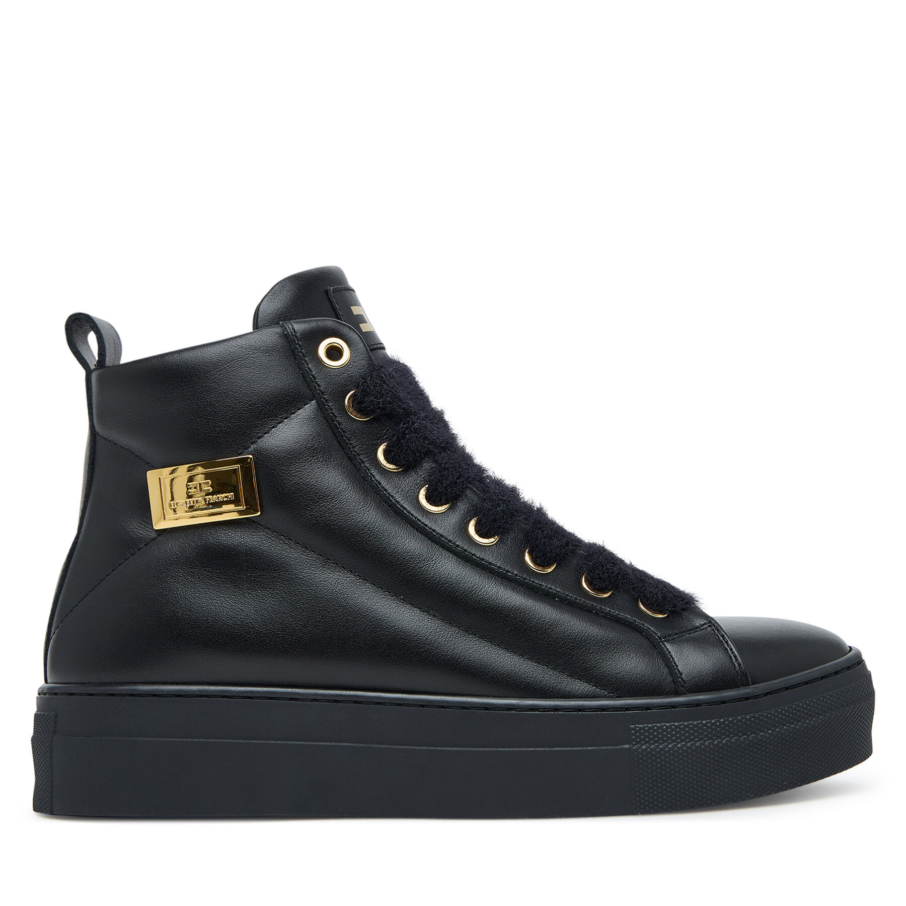 Elisabetta Franchi Botki High Top Lace Up F4-A9E-0362-1251930 D Czarny