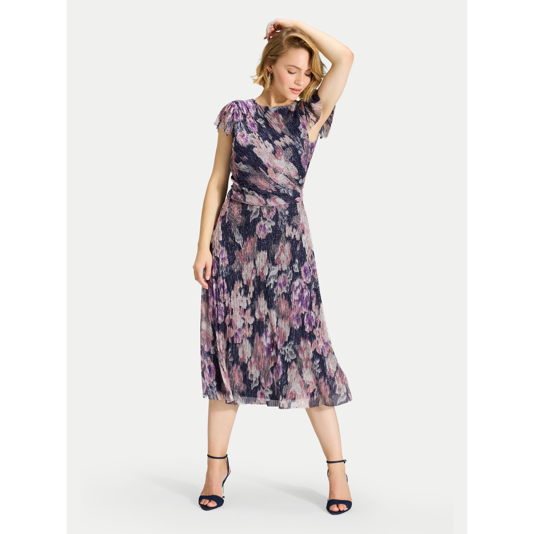 Swing Sukienka koktajlowa 5AK06000 Granatowy Regular Fit
