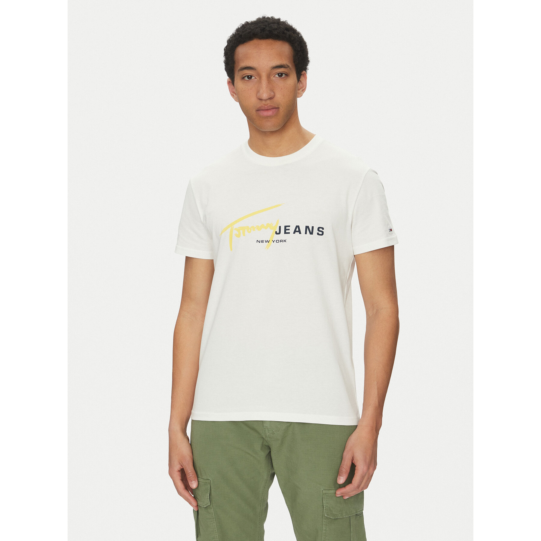 Tommy Jeans T-Shirt Signature Dna DM0DM20817 Biały Regular Fit