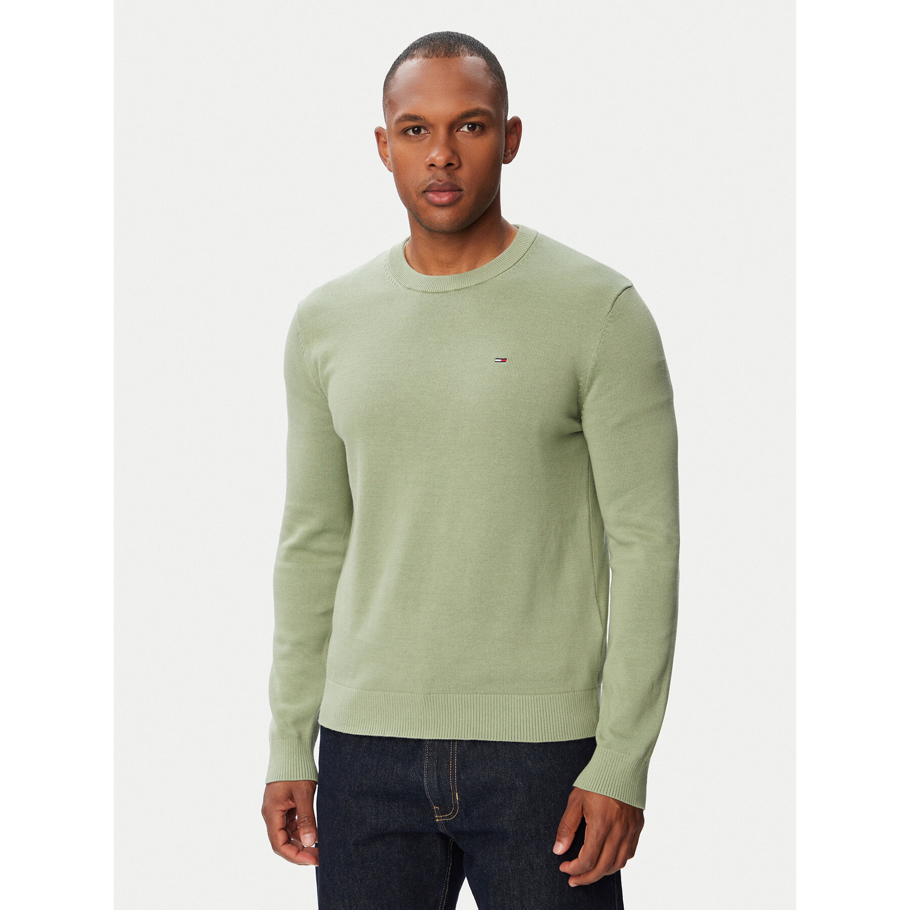 Tommy Jeans Sweter Essential DM0DM22853 Zielony Slim Fit