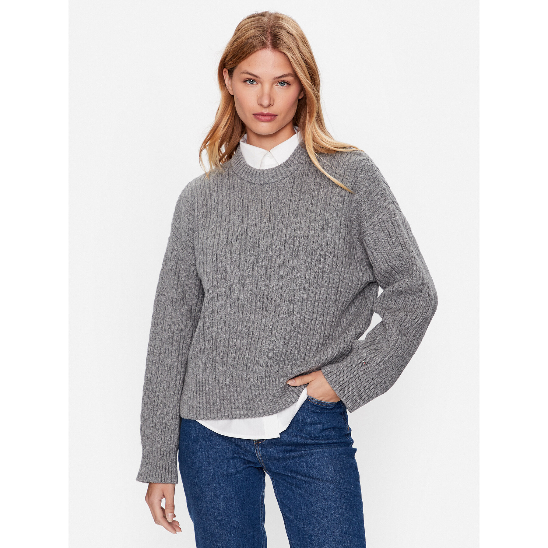 Tommy Hilfiger Sweter WW0WW39003 Szary Oversize