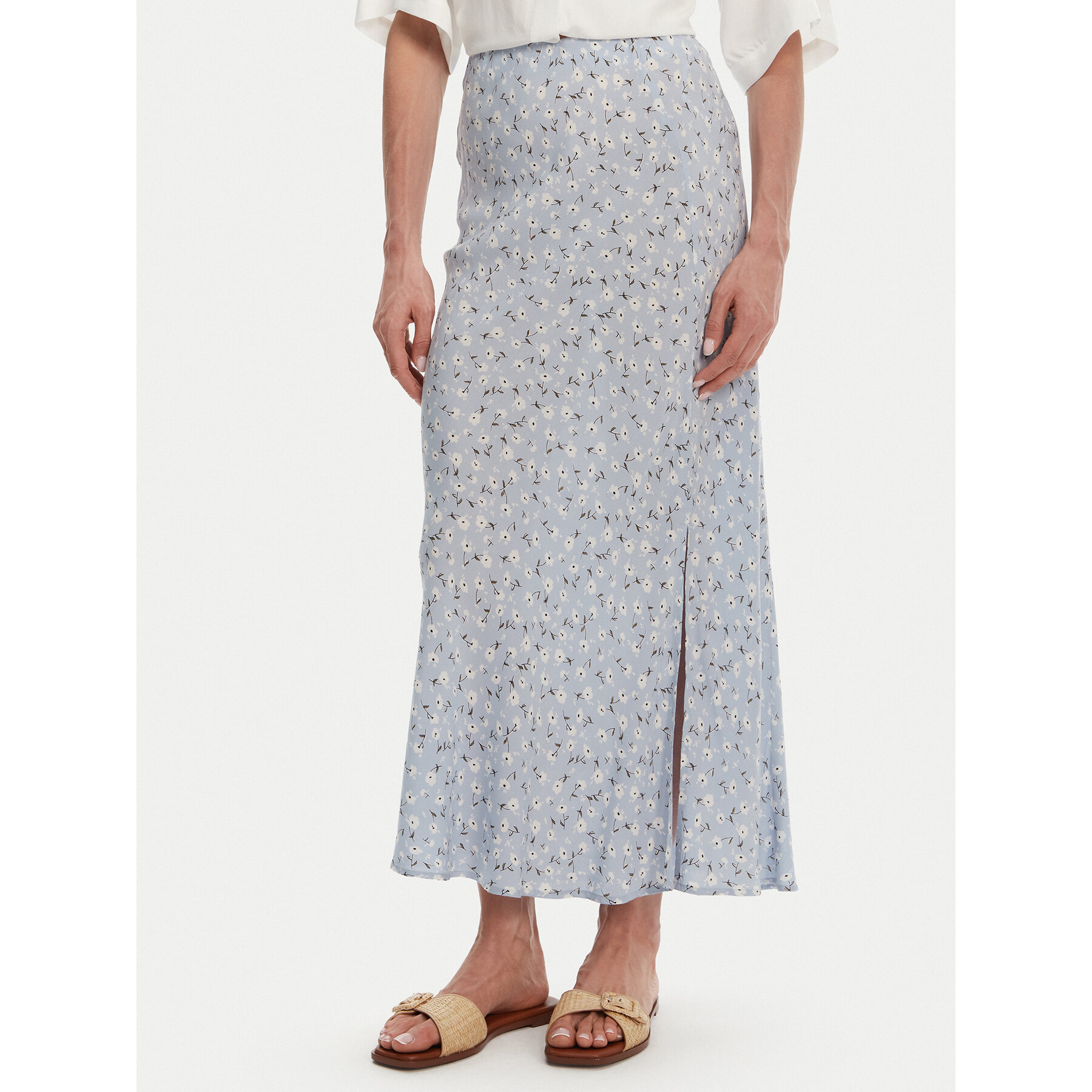 Pieces Spódnica midi Nya 17147811 Błękitny Regular Fit
