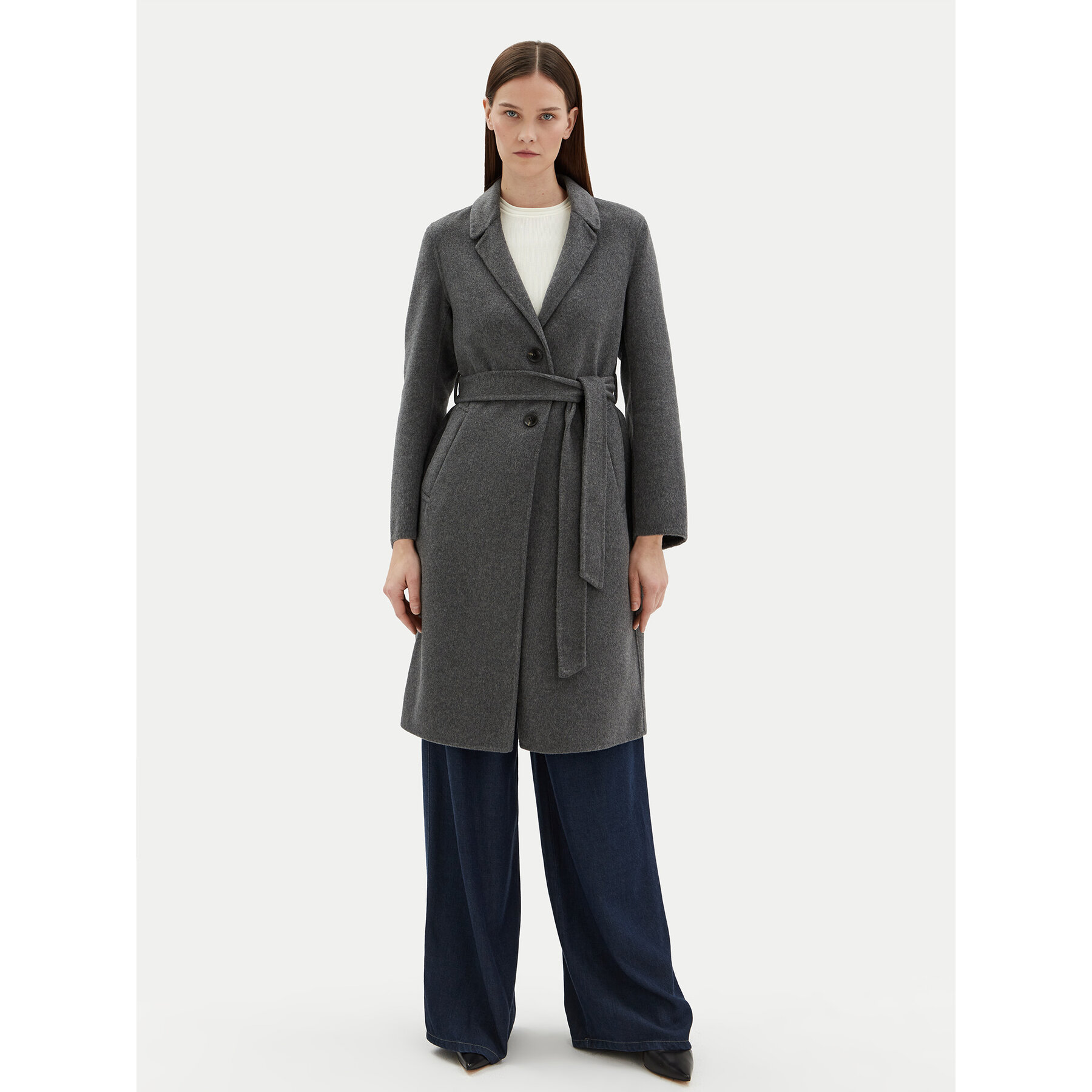 Motivi Płaszcz wełniany 0042Q000529N Szary Regular Fit