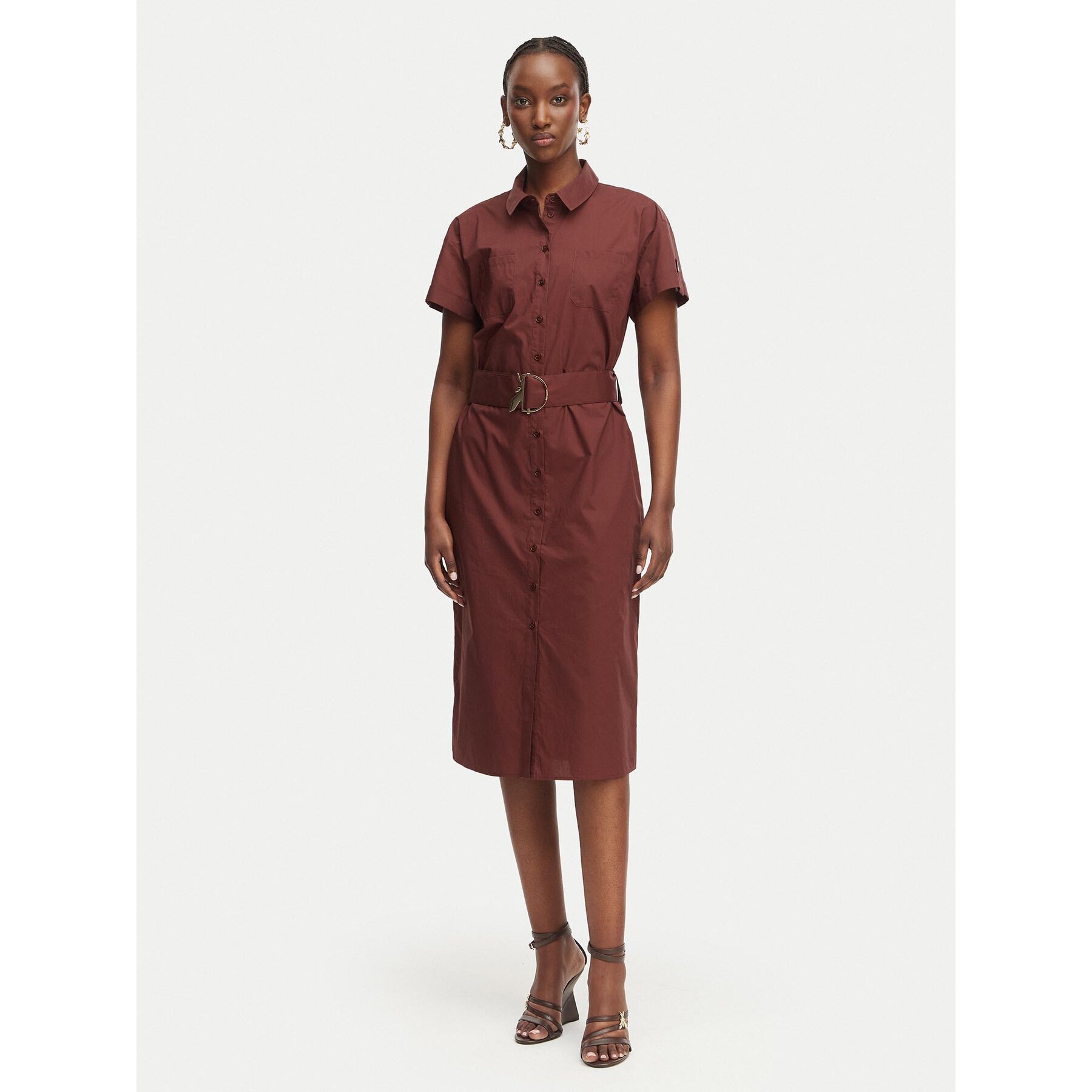 Patrizia Pepe Sukienka koszulowa 2A3067/A9B9-B887 Brązowy ciemny Regular Fit