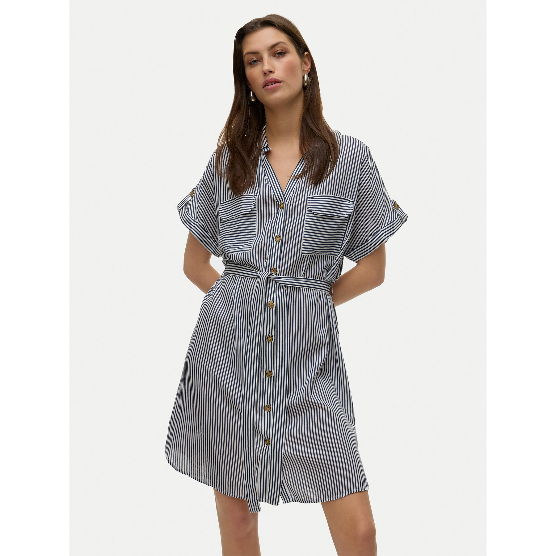 Vero Moda Sukienka koszulowa Bumpy 10325828 Granatowy Loose Fit