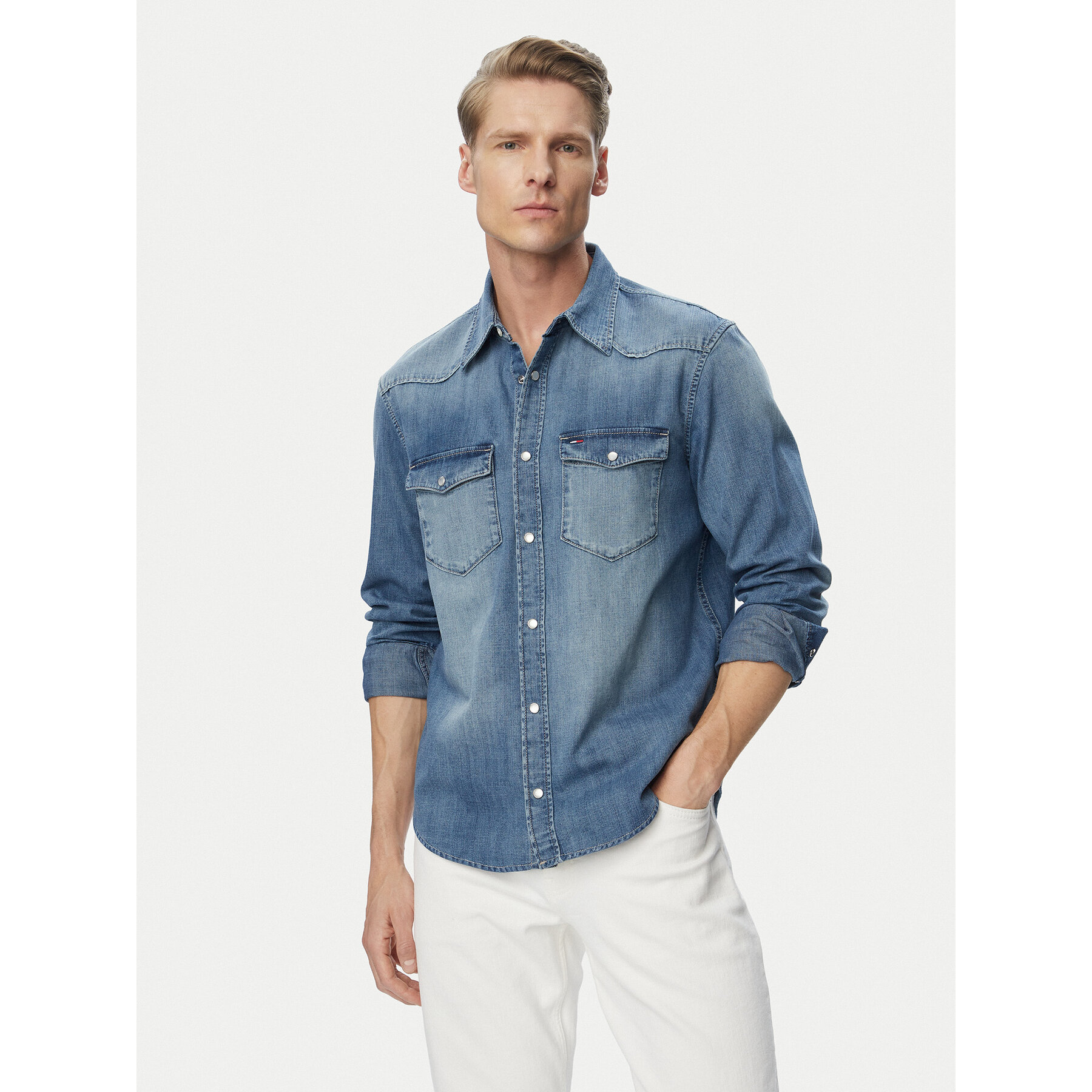 Tommy Jeans Koszula jeansowa Western DM0DM23661 Niebieski Regular Fit