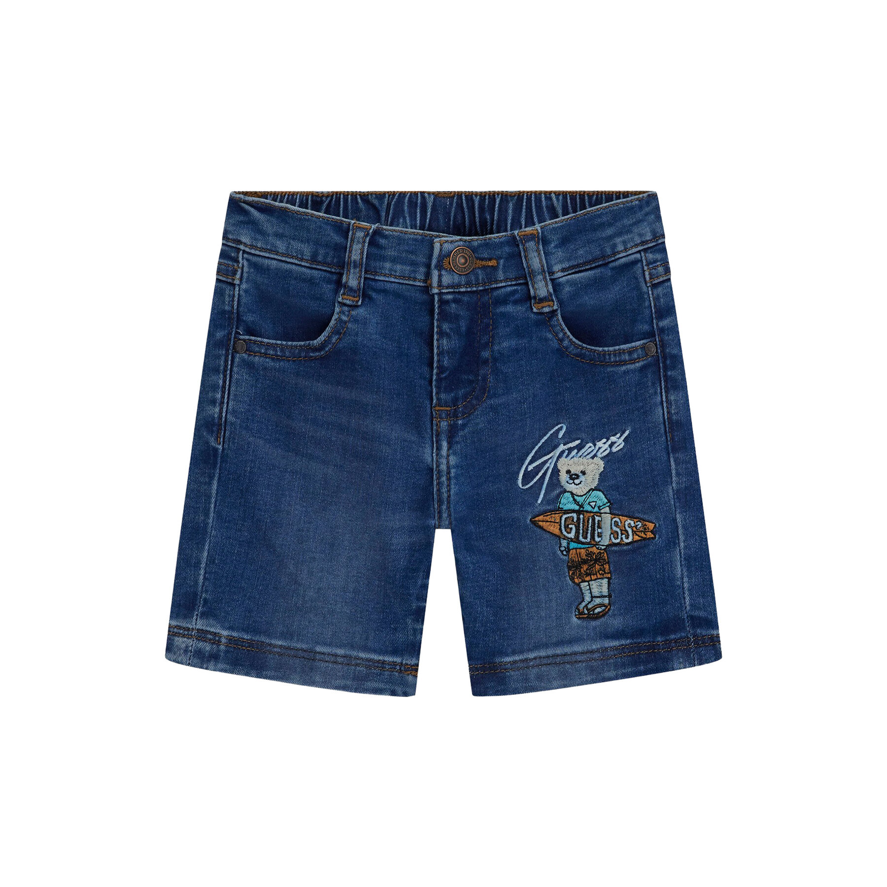 Guess Szorty jeansowe N6GD12 D4CA0 Granatowy Regular Fit