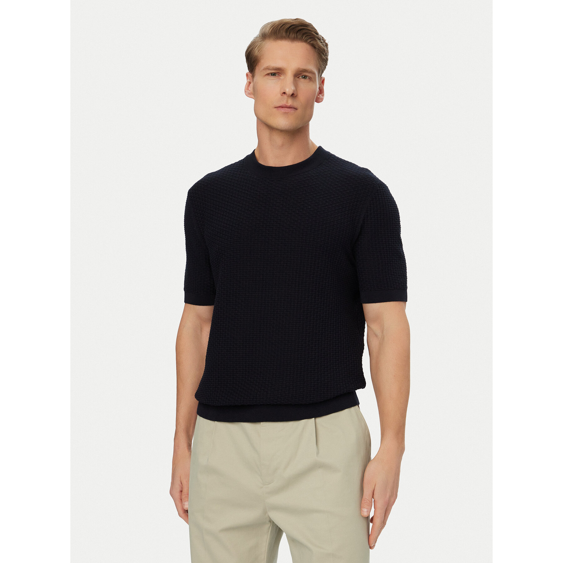 BOSS Sweter H-Nilton 50560468 Granatowy Regular Fit