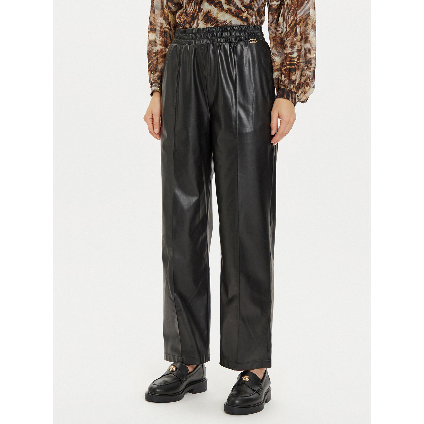 Liu Jo Spodnie skórzane WF4153 E0392 Czarny Regular Fit