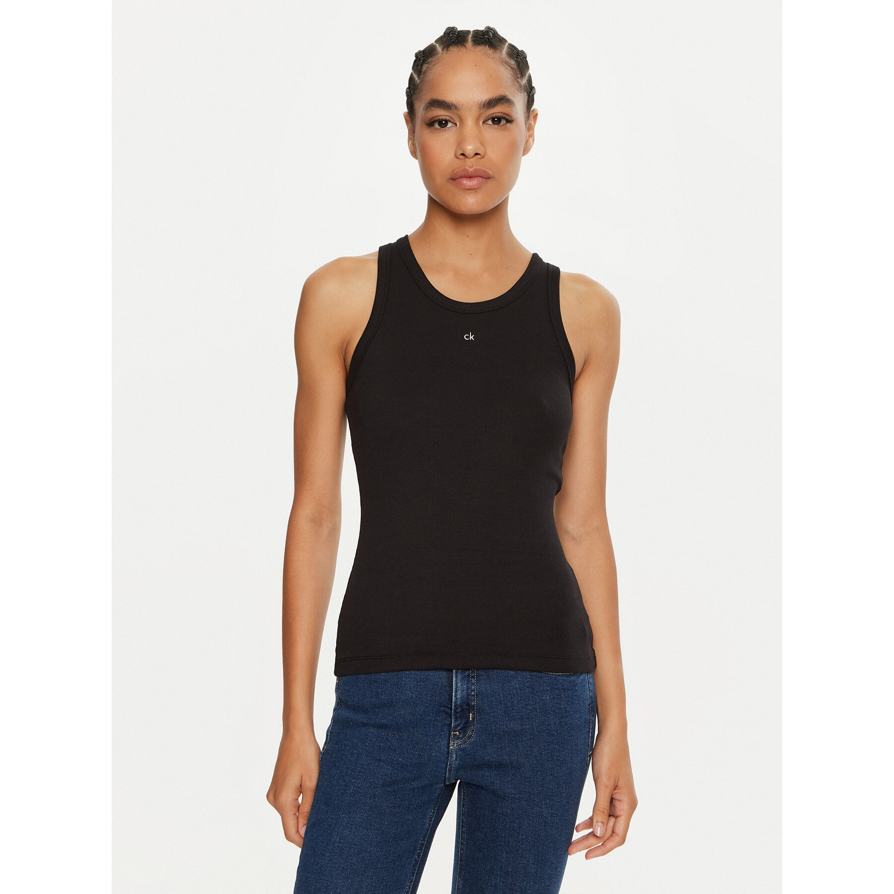 Calvin Klein Top Graphic K20K208065 Czarny Slim Fit