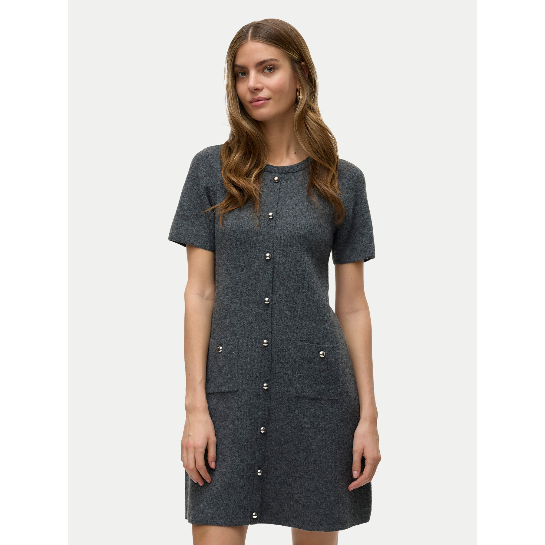 Vero Moda Sukienka dzianinowa Johanna 10333908 Szary Standard Fit