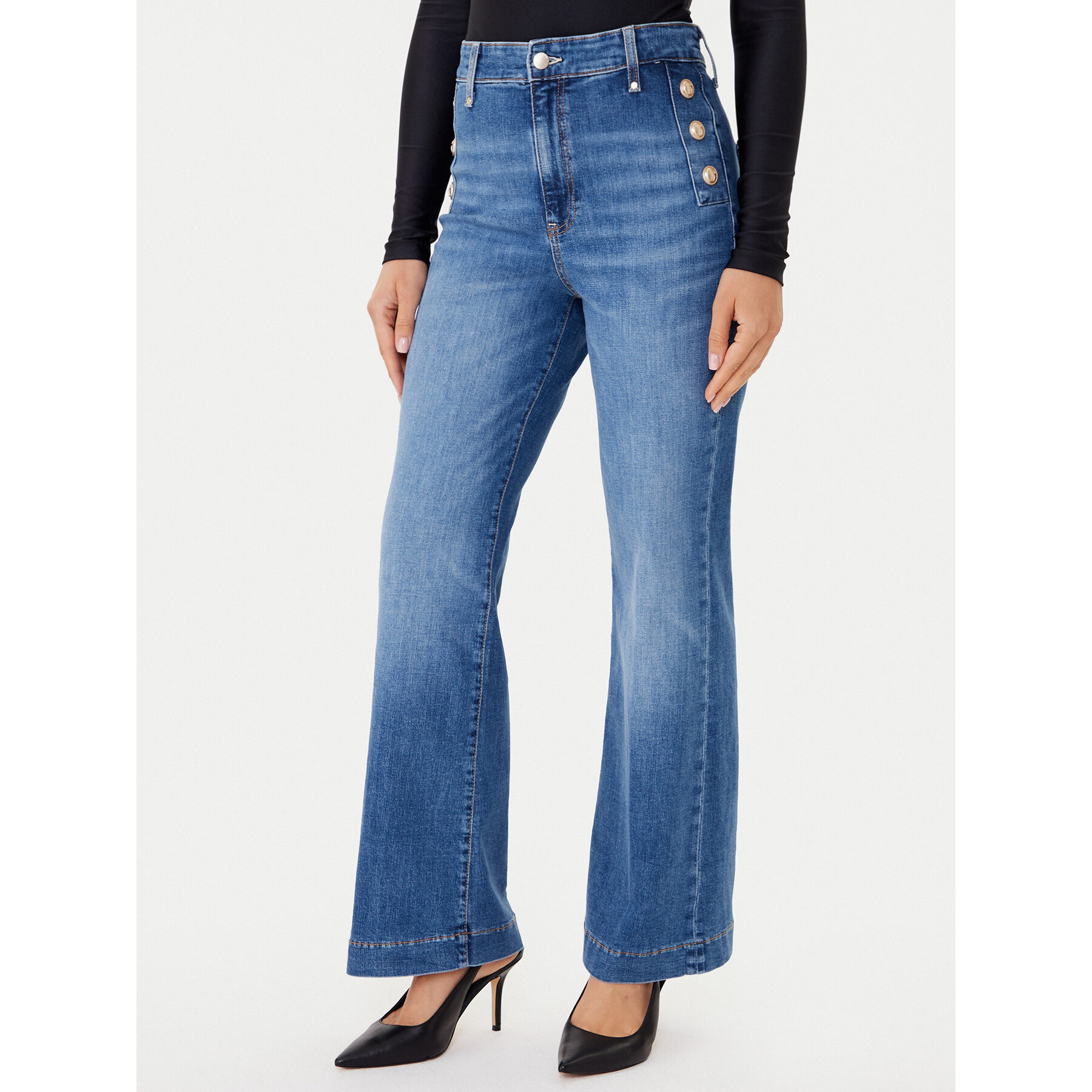 Guess Jeansy W5GA0P D5Q01 Niebieski Wide Leg