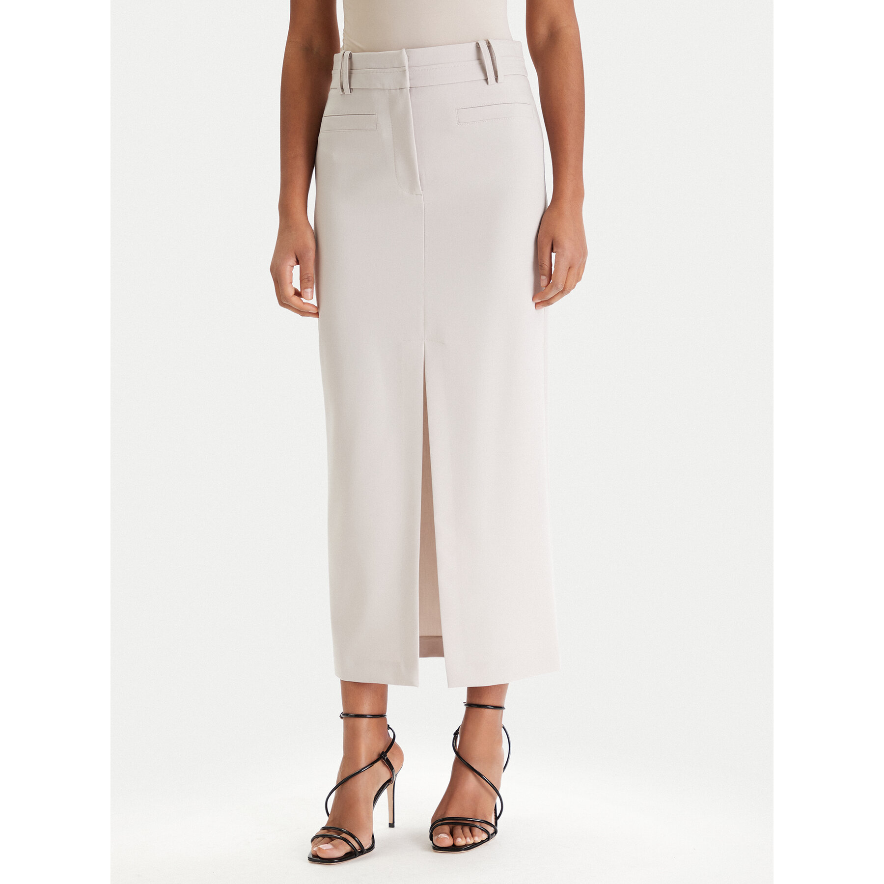 Patrizia Pepe Spódnica midi 8G0515/A498-S748 Szary Regular Fit