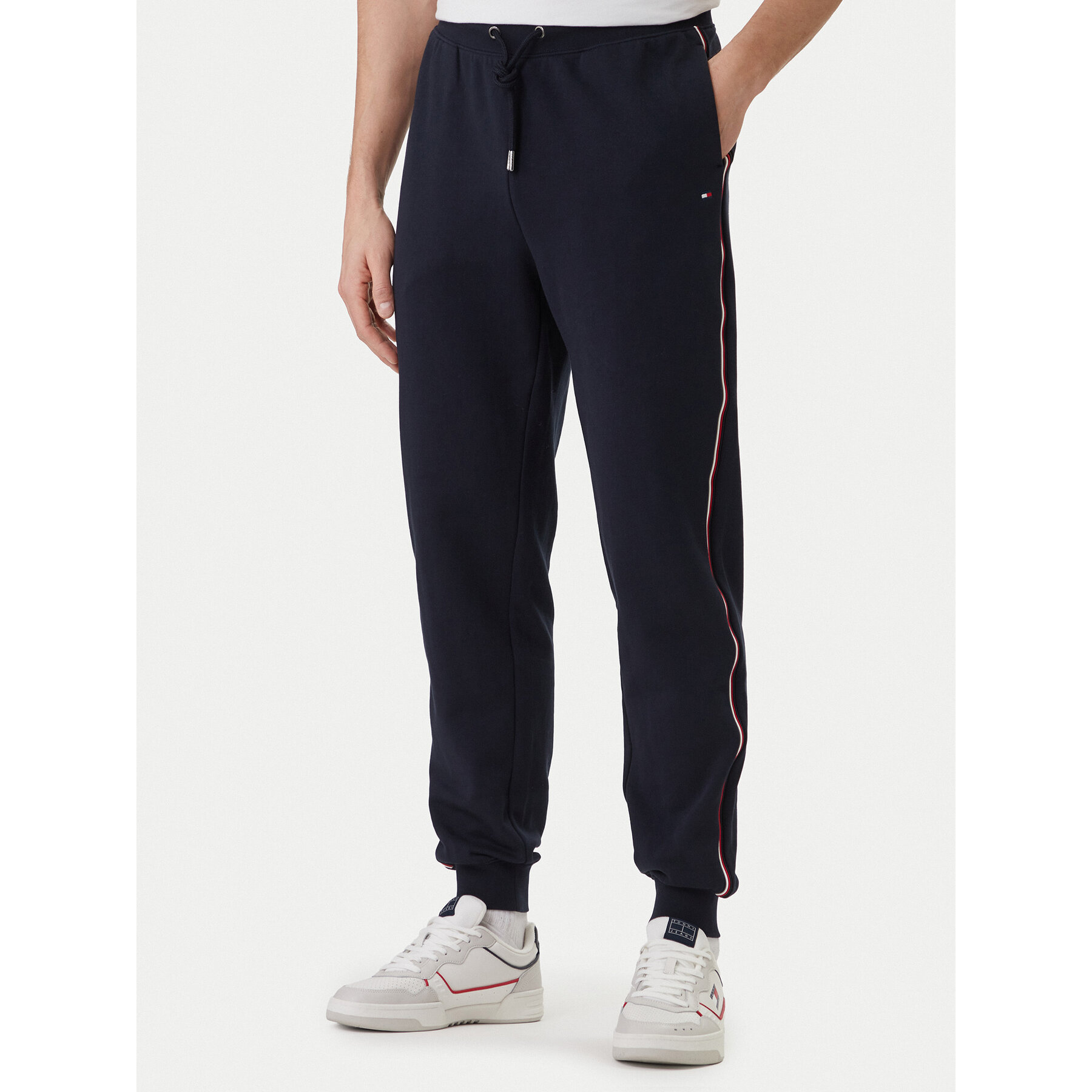 Tommy Hilfiger Spodnie dresowe Global Stripe MW0MW42882 Niebieski Regular Fit