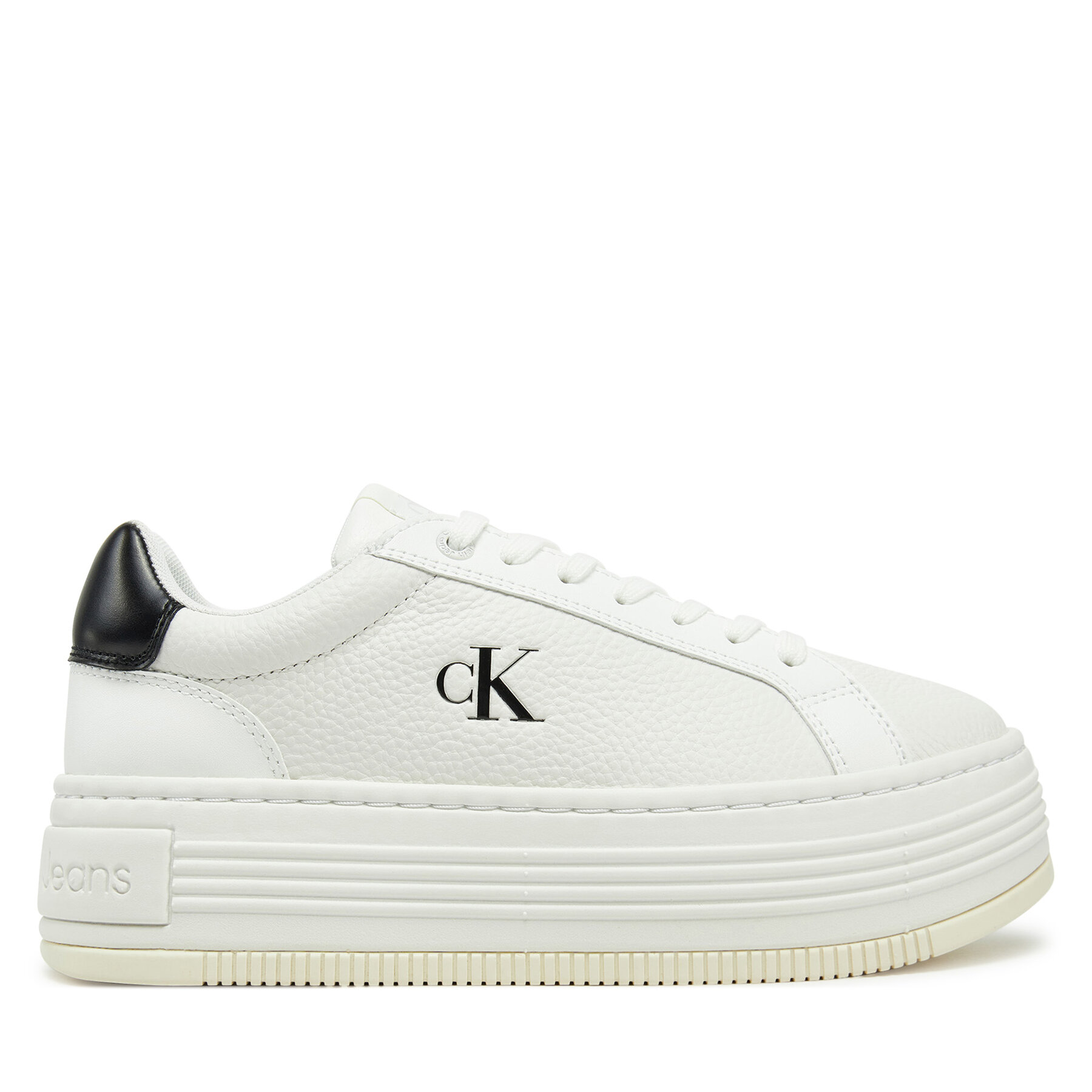 Calvin Klein Jeans Sneakersy Bold Flatf Low Lace Mg YW0YW01766 Biały