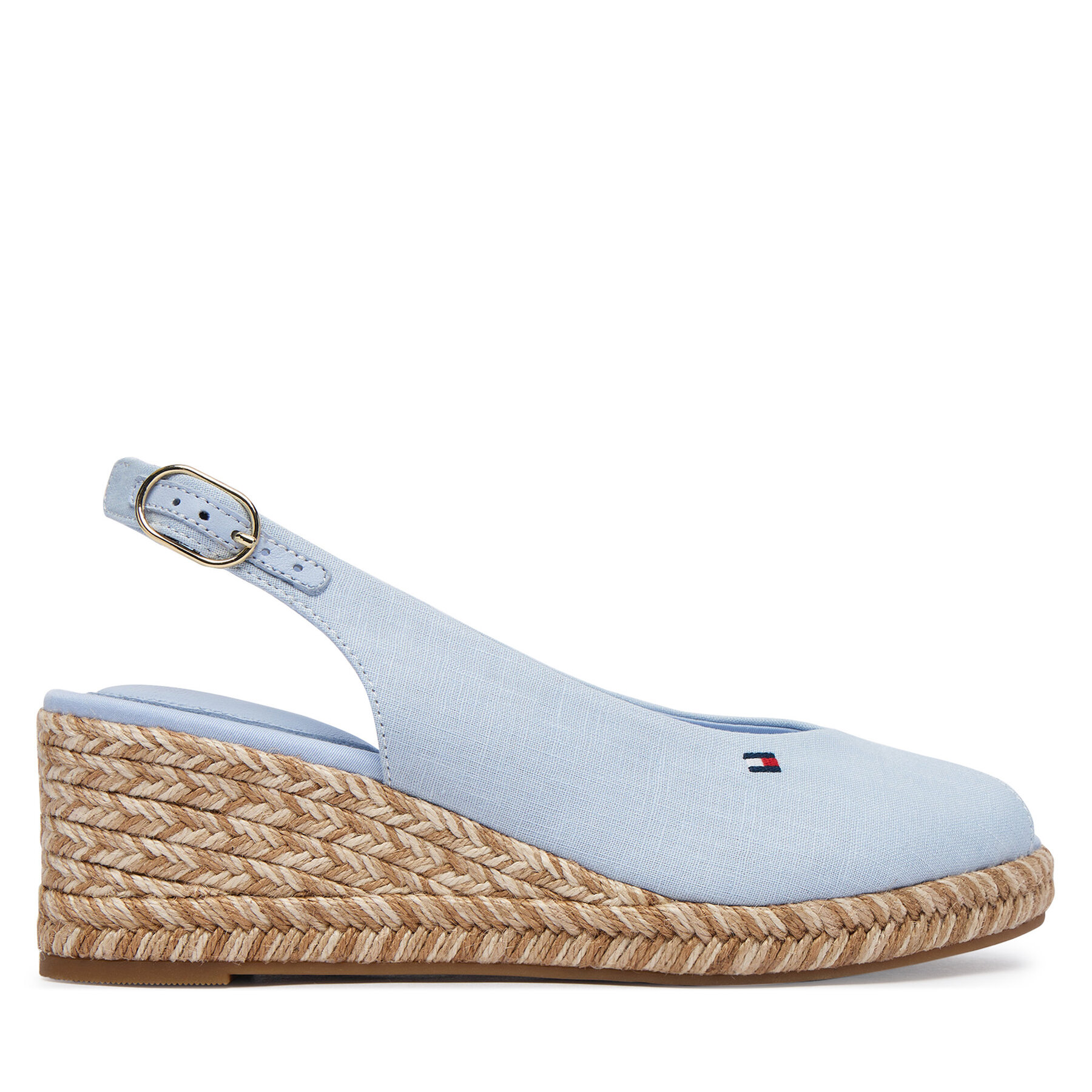 Tommy Hilfiger Espadryle Hemp Slingback Wedge Espadrilles FW0FW09472 Niebieski jasny