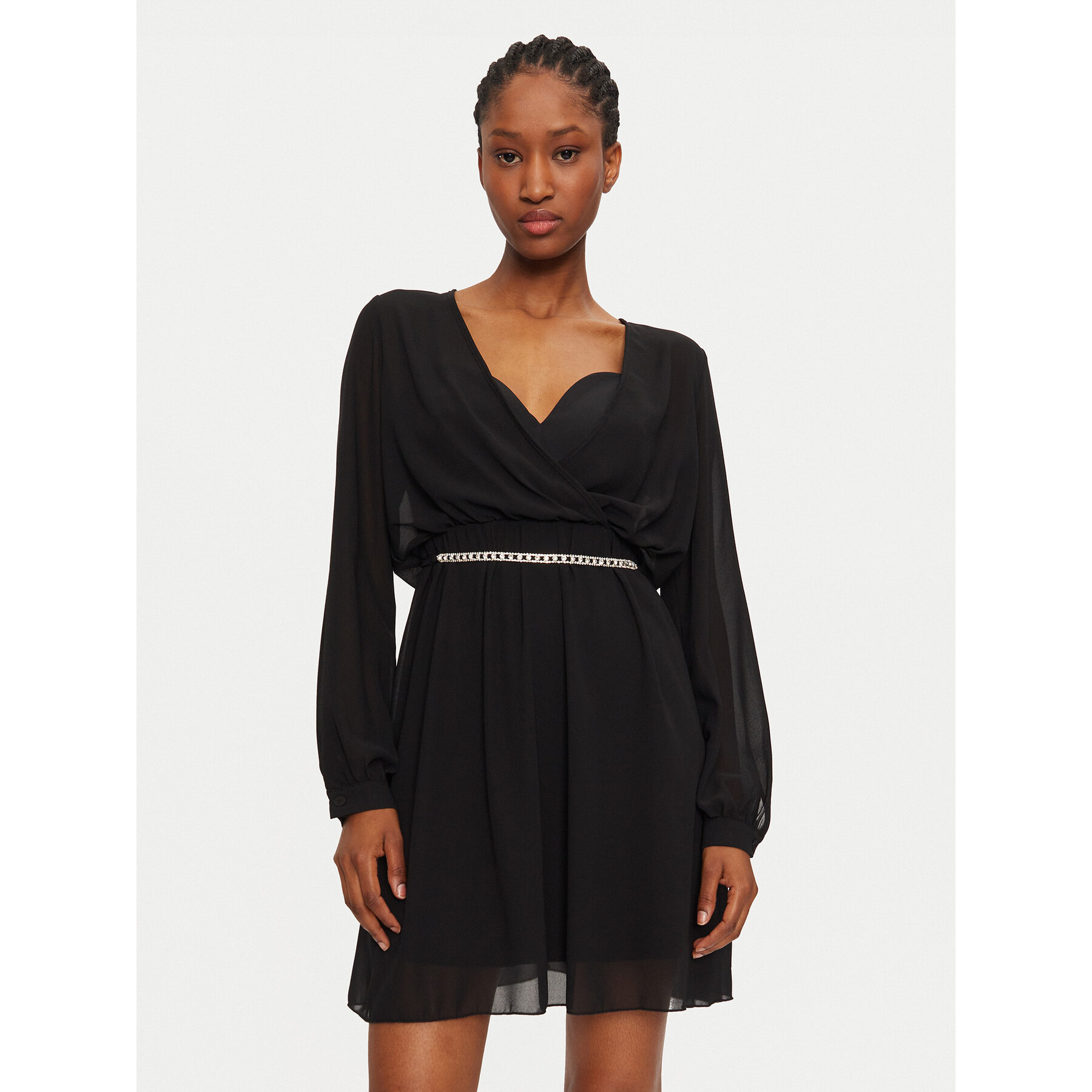 Rinascimento Sukienka koktajlowa 1000769764990 Czarny Slim Fit