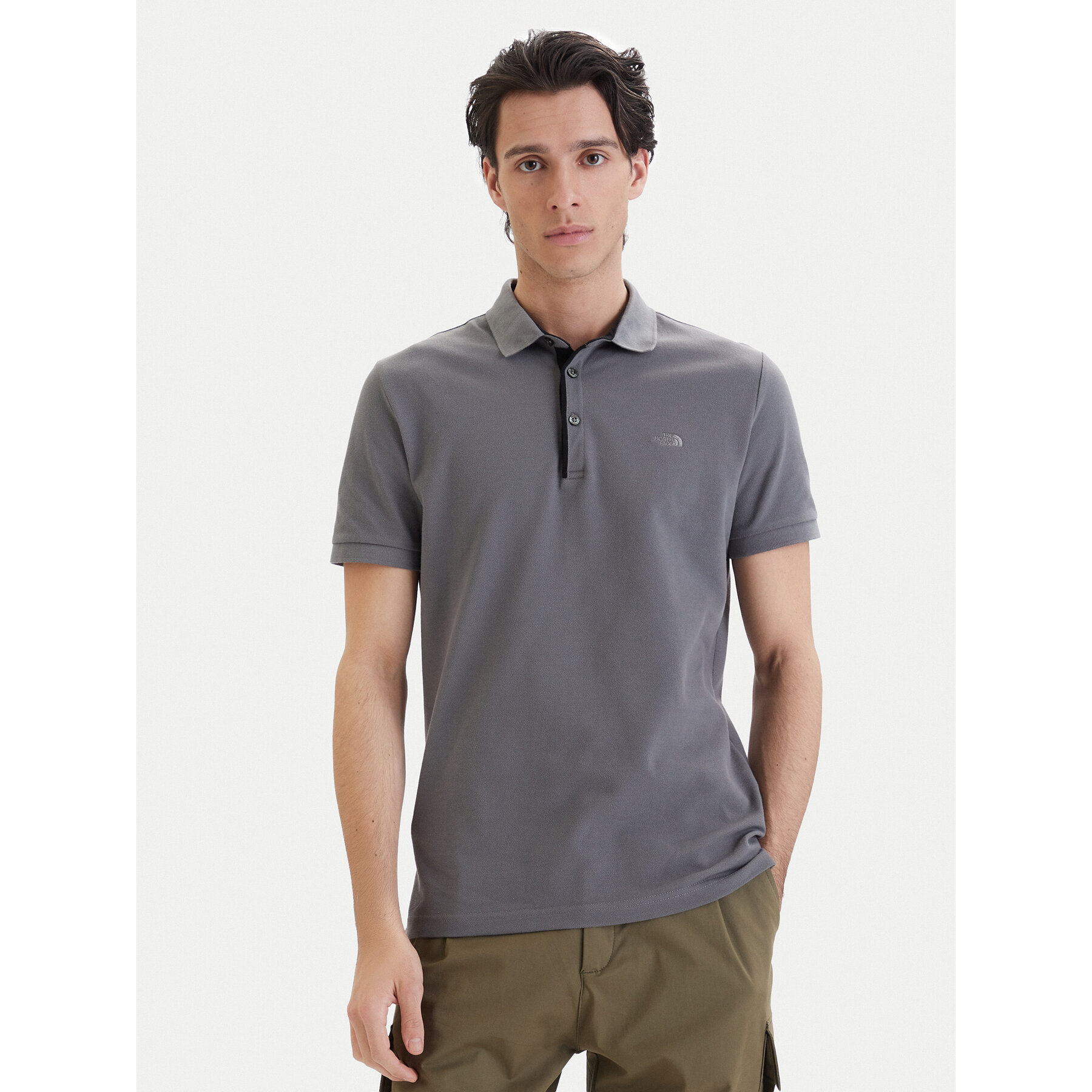 The North Face Polo PREMIUM SLIM Szary Slim Fit
