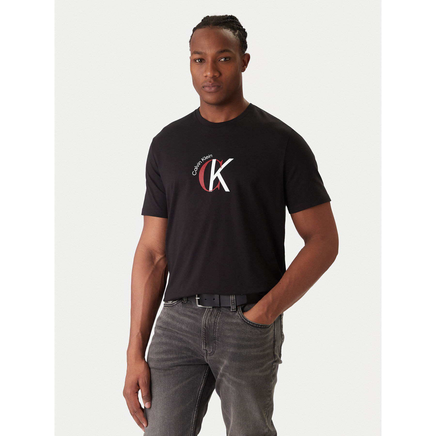 Calvin Klein Jeans T-Shirt 2Tone Graphic LV14RE829G Czarny Regular Fit