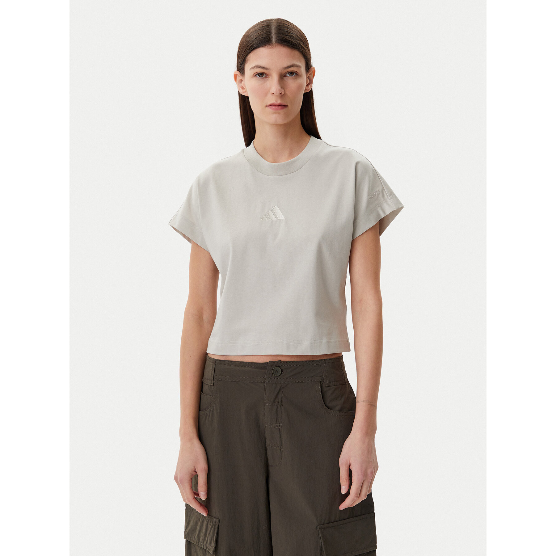 adidas T-Shirt ALL SZN JJ1241 Beżowy Regular Fit