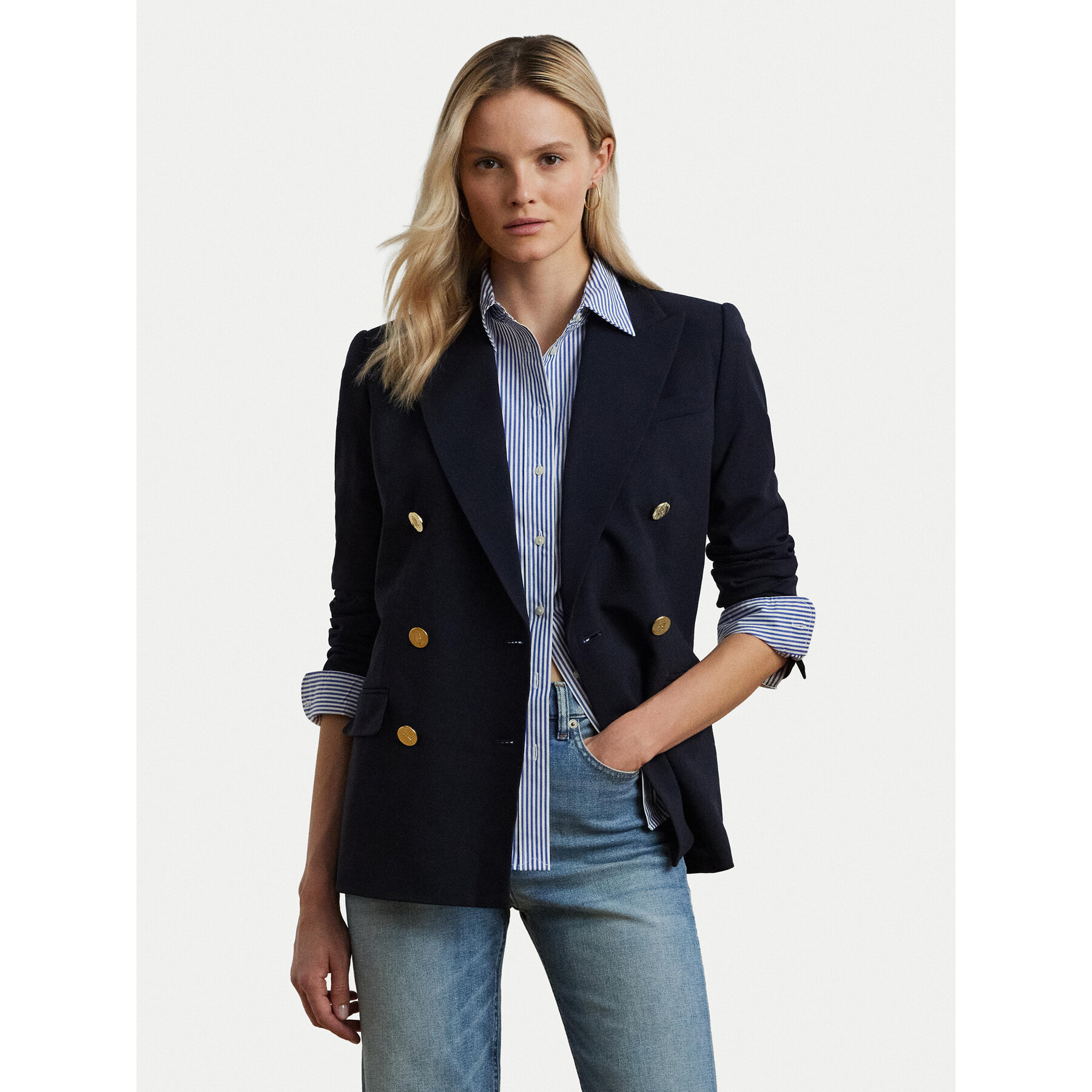 LAUREN RALPH LAUREN Marynarka 200911071001 Granatowy Straight Fit