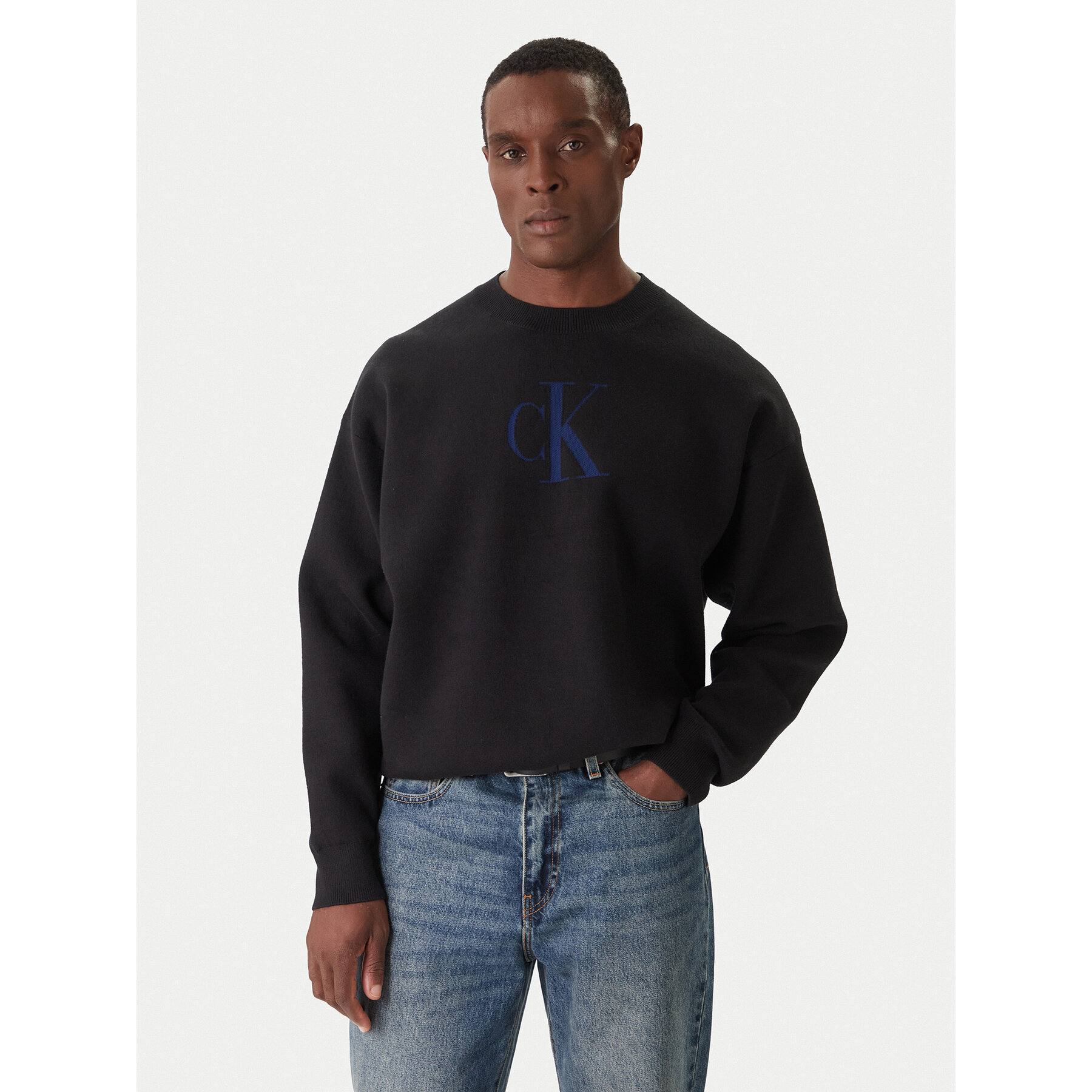 Calvin Klein Jeans Sweter LV04RD305G Czarny Relaxed Fit