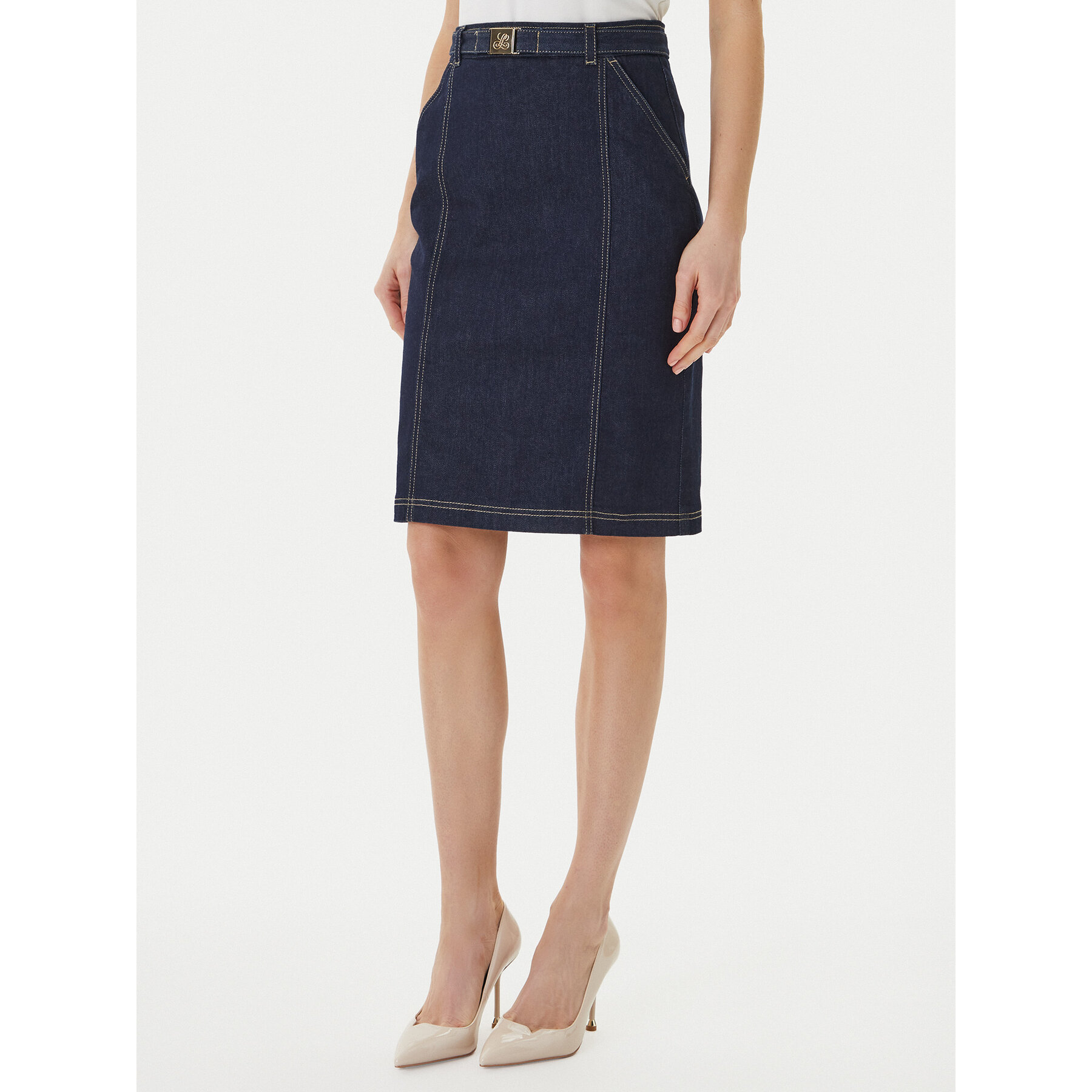 Luisa Spagnoli Spódnica jeansowa Tennista 542818 Granatowy Slim Fit