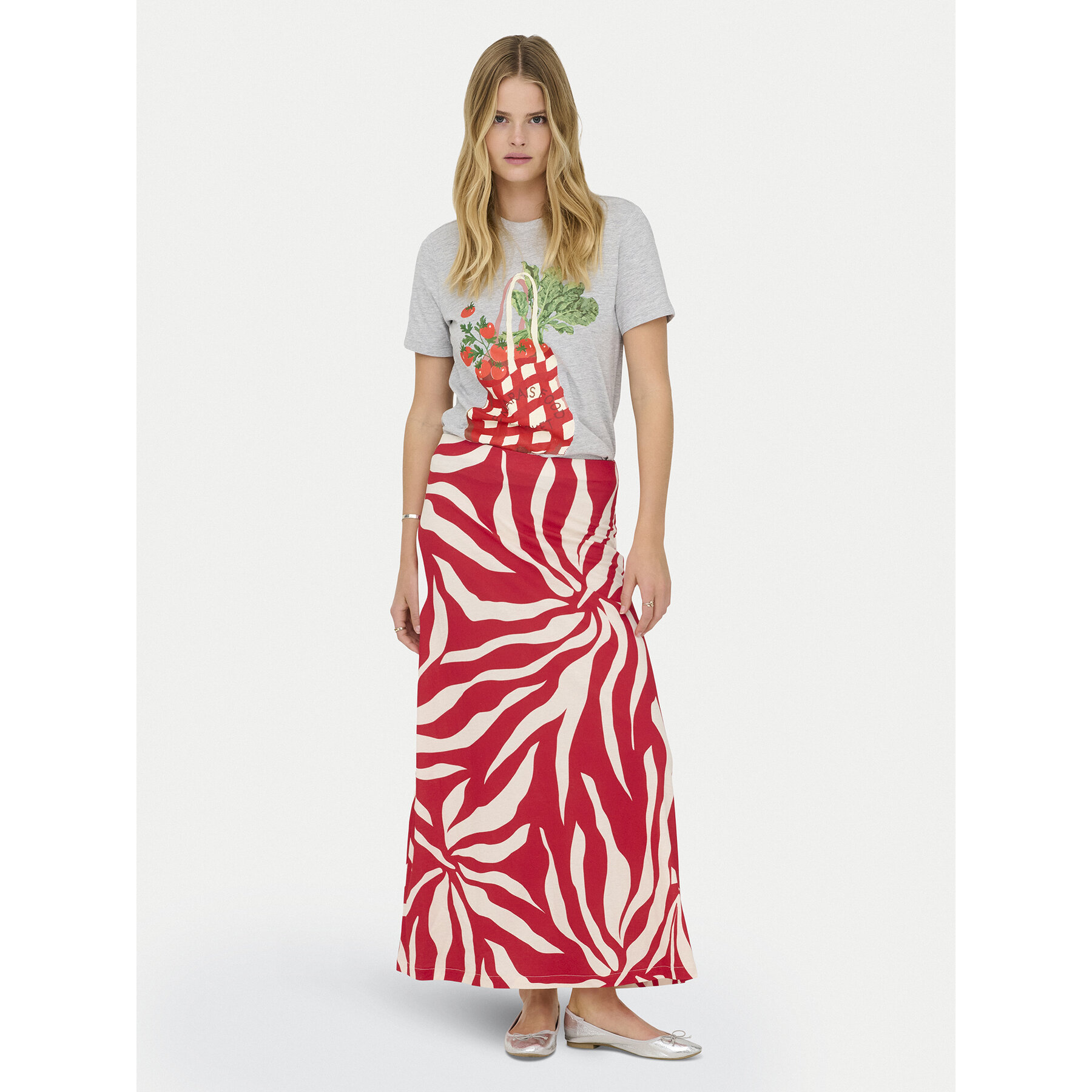ONLY Spódnica maxi Chigo Sakura 15366894 Czerwony Regular Fit