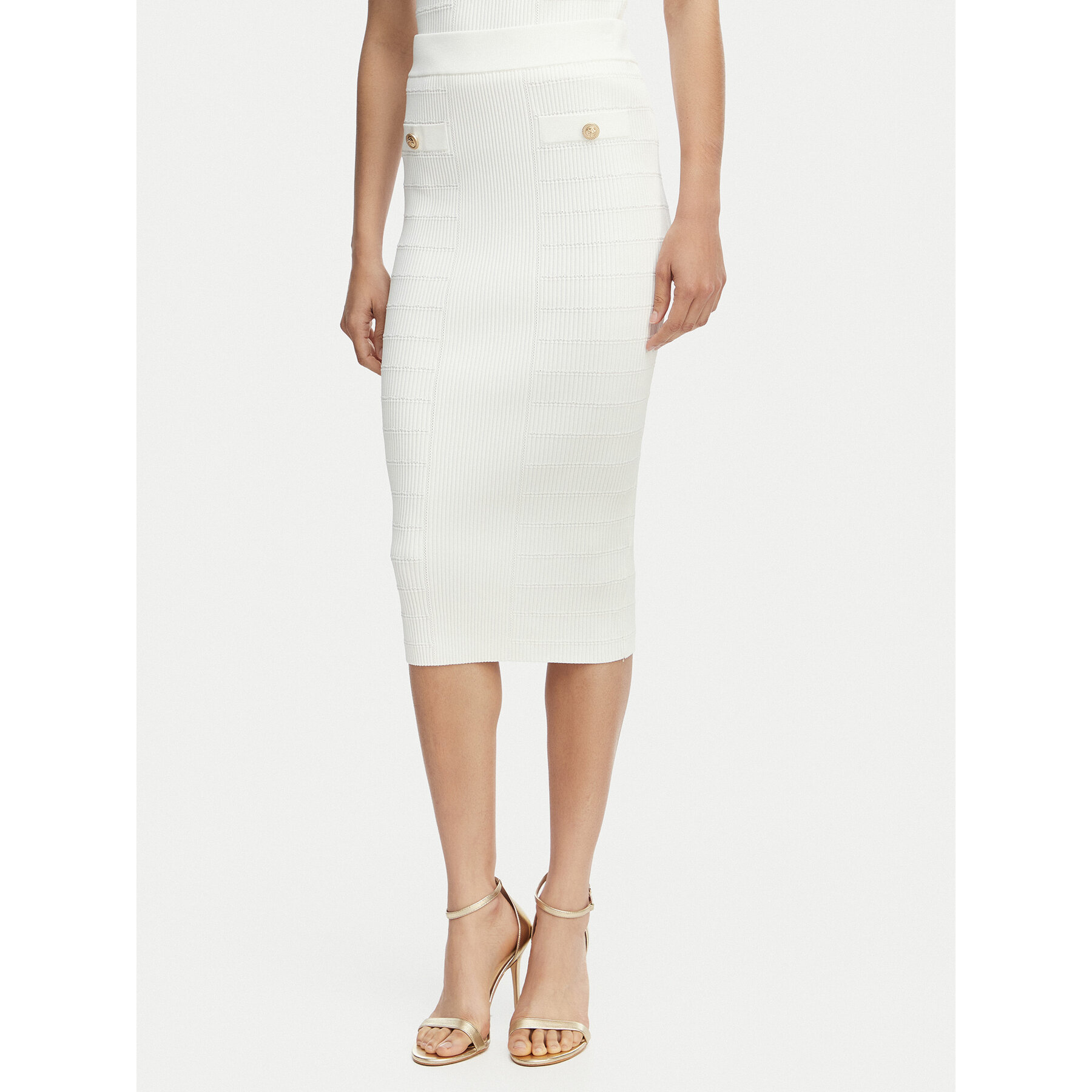 Guess Spódnica ołówkowa W5YD66 Z0130 Biały Slim Fit