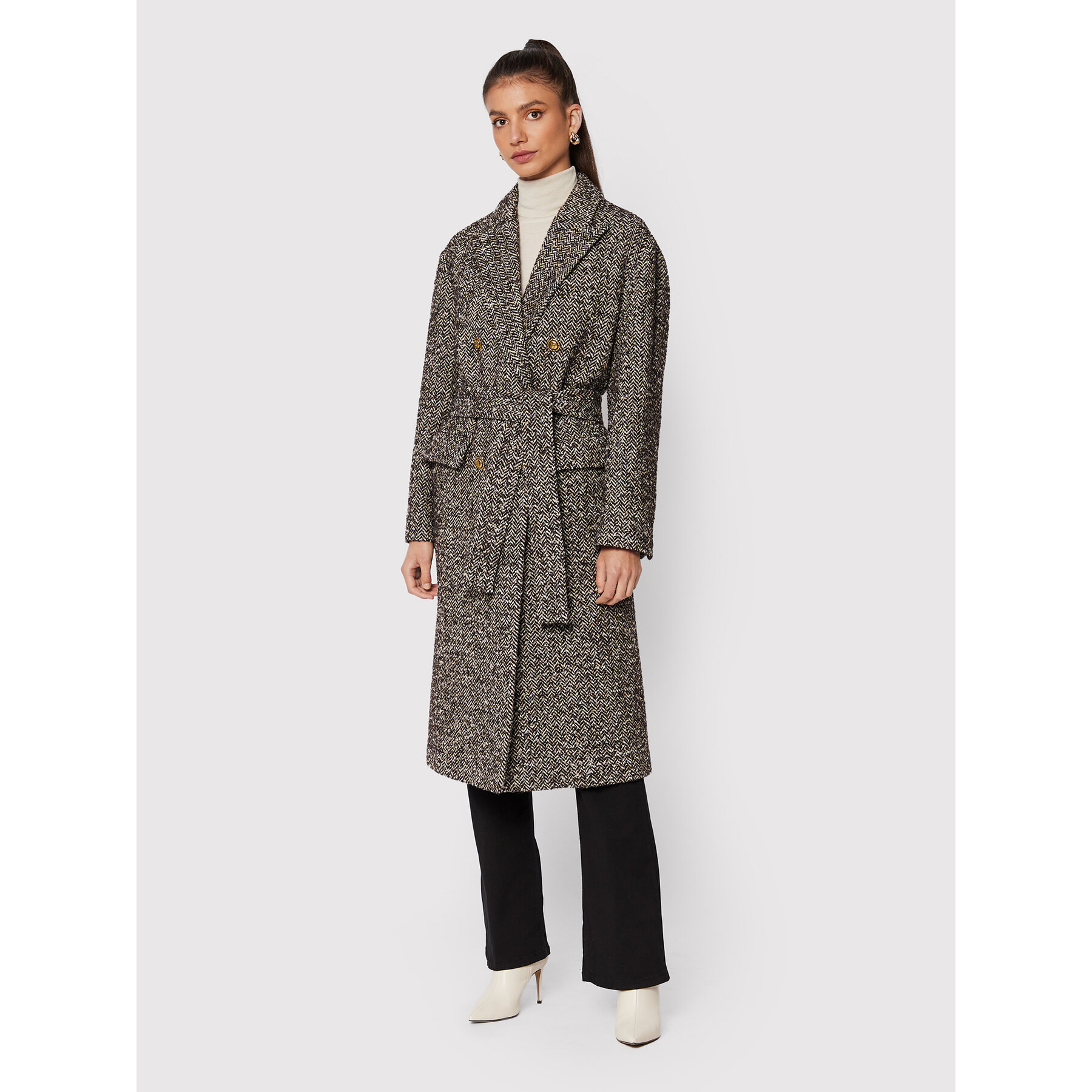 Pinko Płaszcz przejściowy Camille 1G18CN A03H Brązowy Regular Fit