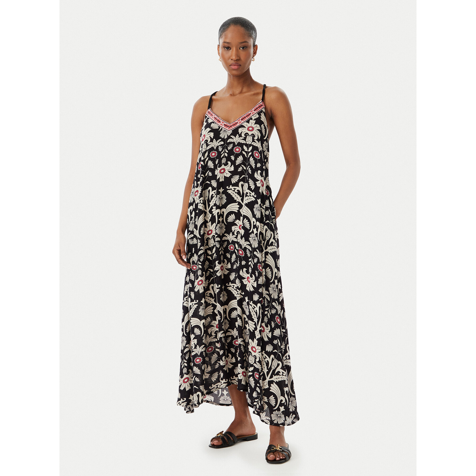 LOLA CASADEMUNT Sukienka letnia LS2616027 Czarny Regular Fit