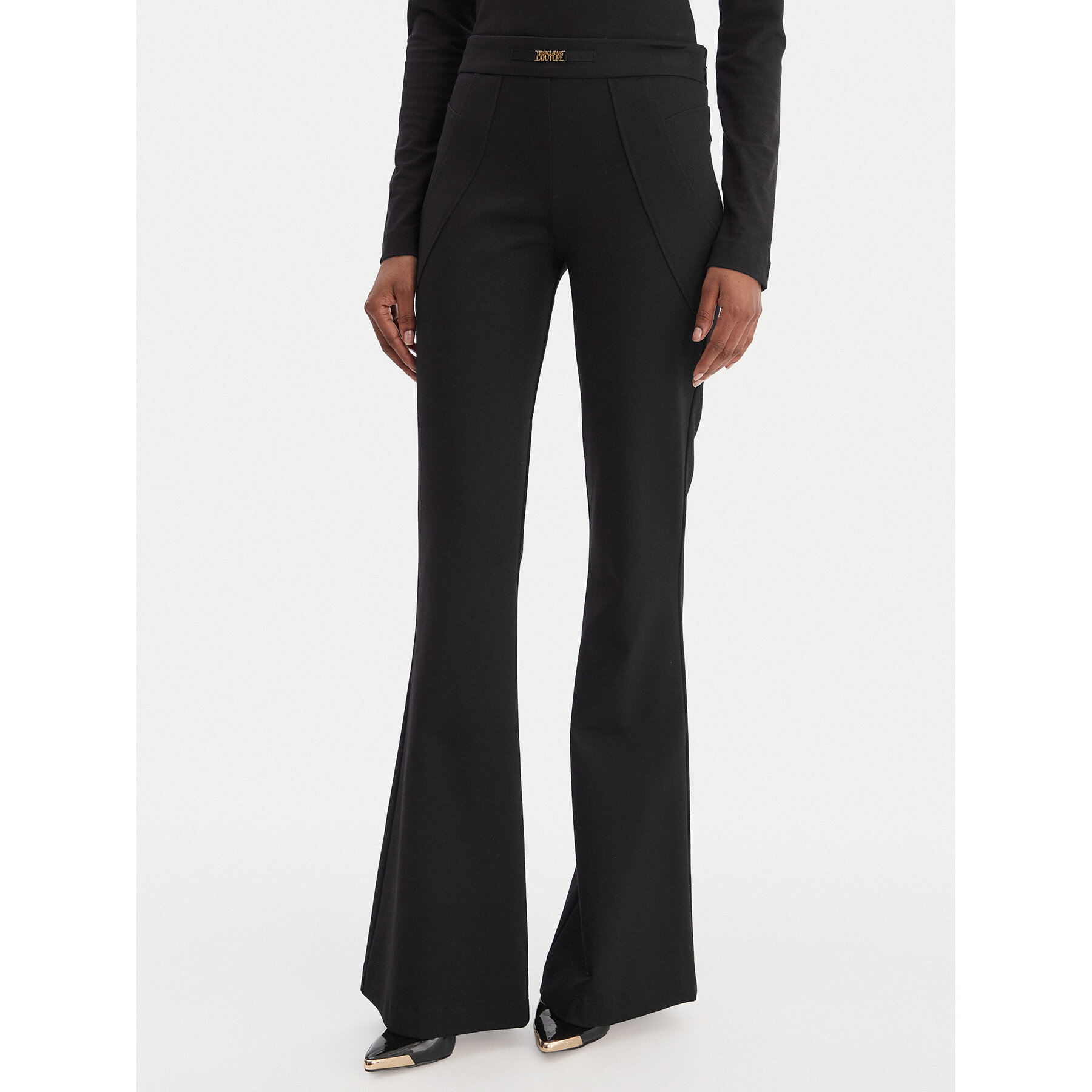 Versace Jeans Couture Spodnie materiałowe 80HAA115 J0092 Czarny Flare Fit