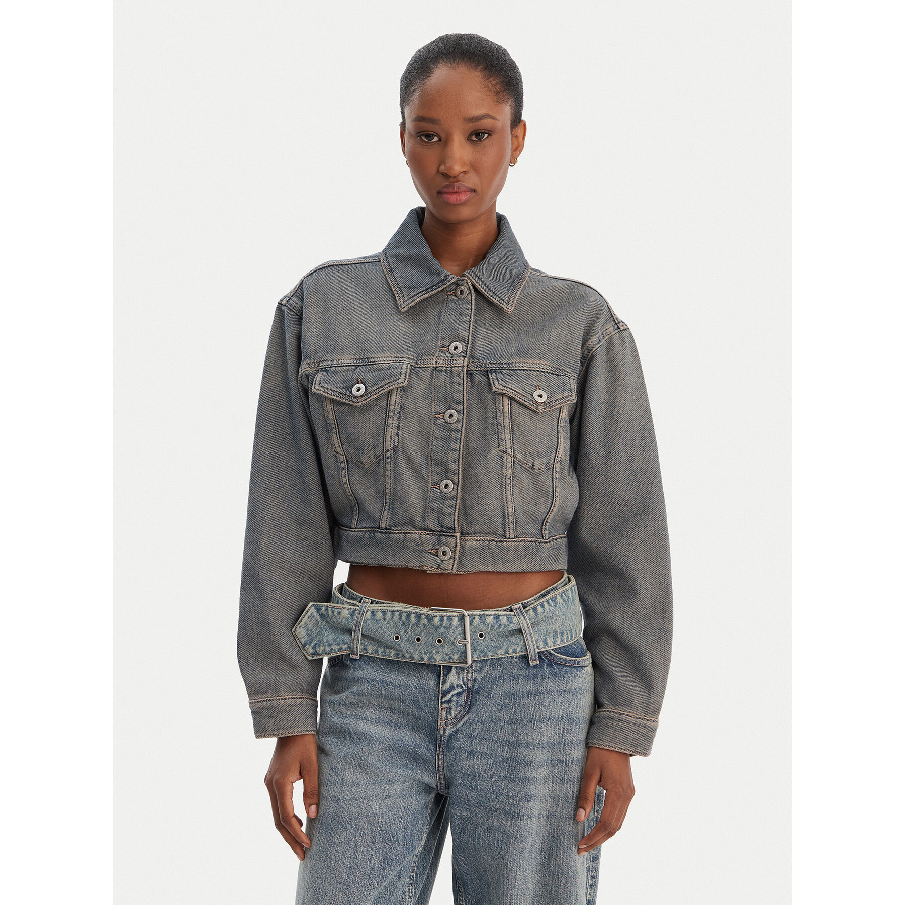 HUGO Kurtka jeansowa Galatea_B 50553000 Niebieski Oversize