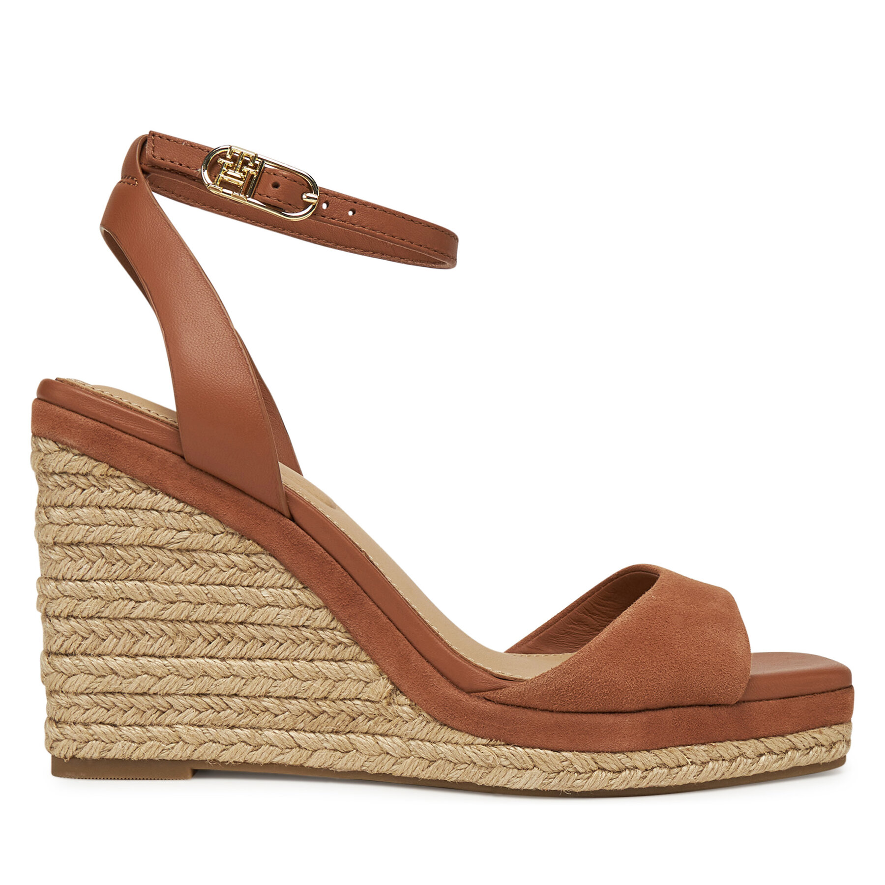 Tommy Hilfiger Espadryle Leather & Suede High Wedge Espad FW0FW08803 Brązowy