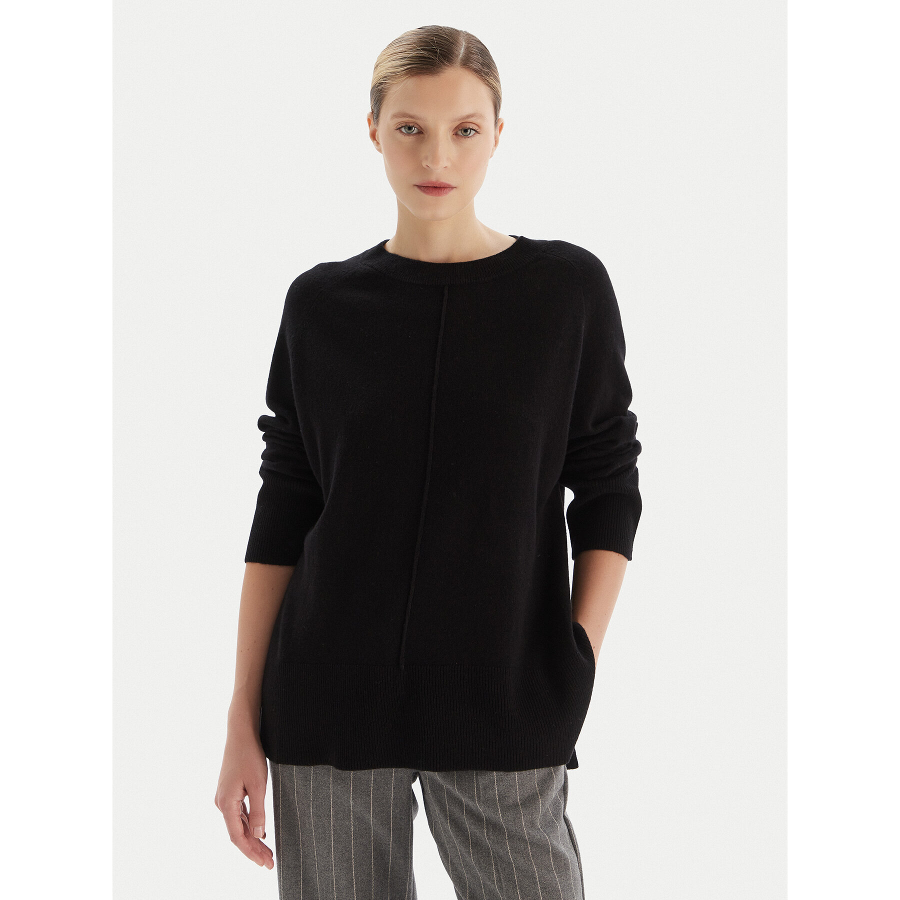 KAOS Sweter RI1KT003 Czarny Regular Fit