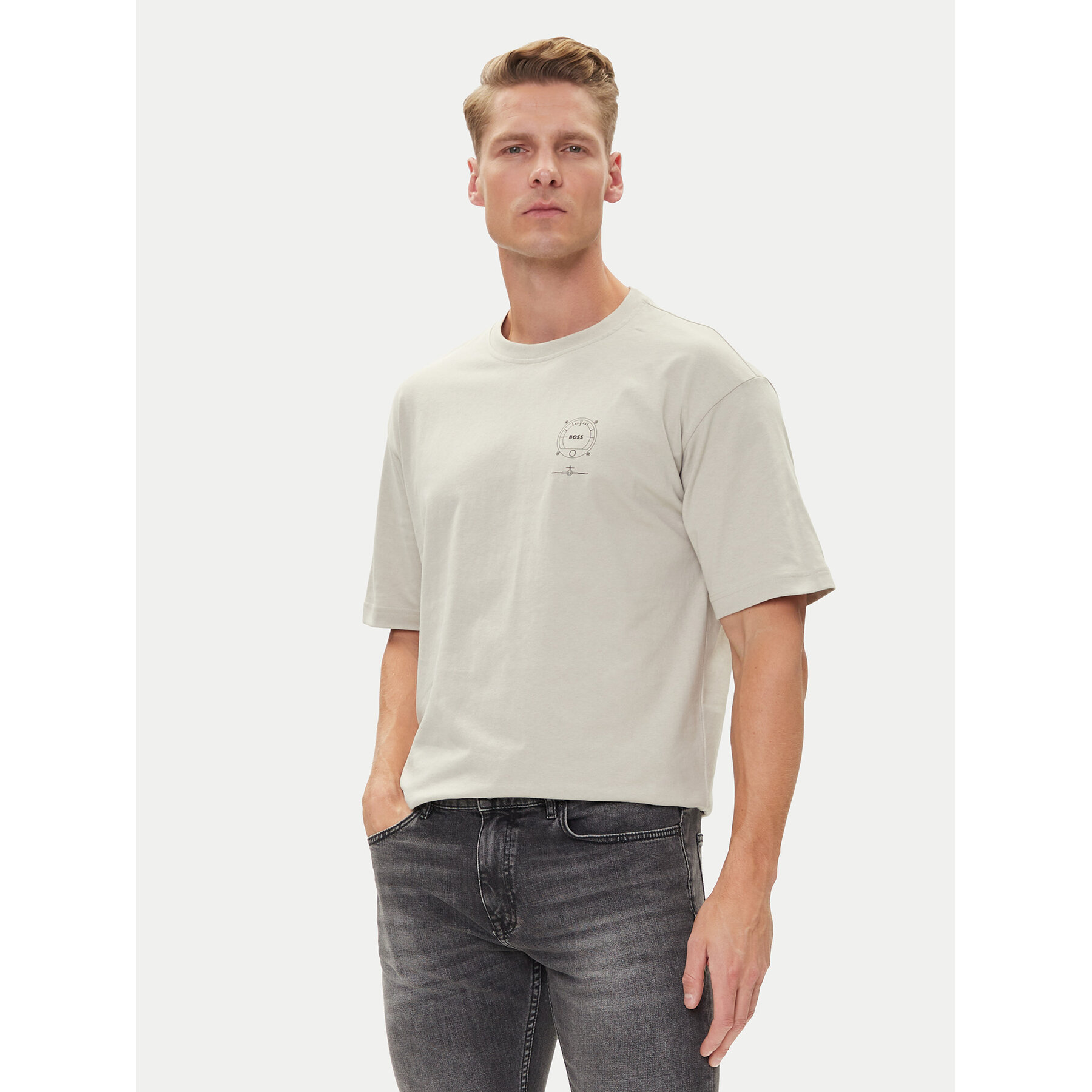 BOSS T-Shirt Te_Voyage 50546370 Beżowy Relaxed Fit